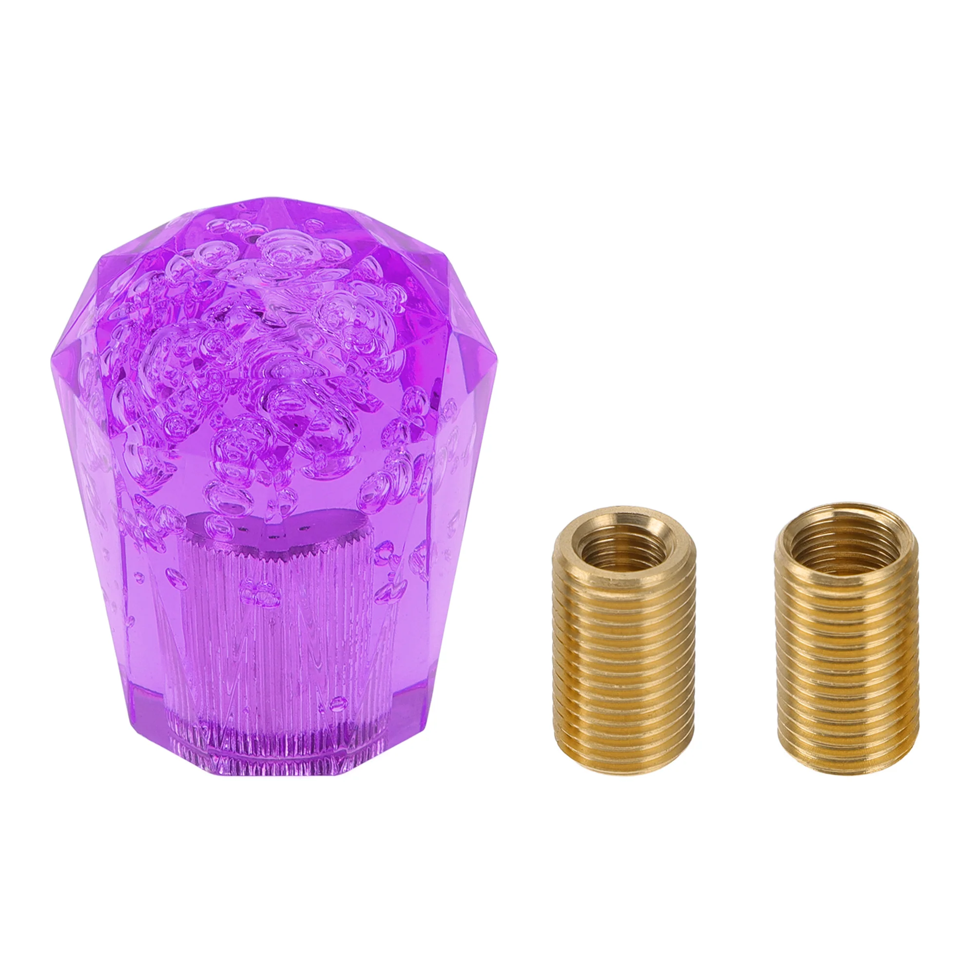 Car Shift Knob 6cm | Front Shift Lever Knob Universal for Automatic and Manual Vehicle Acrylic Purple with 2 Adapter 1 Set