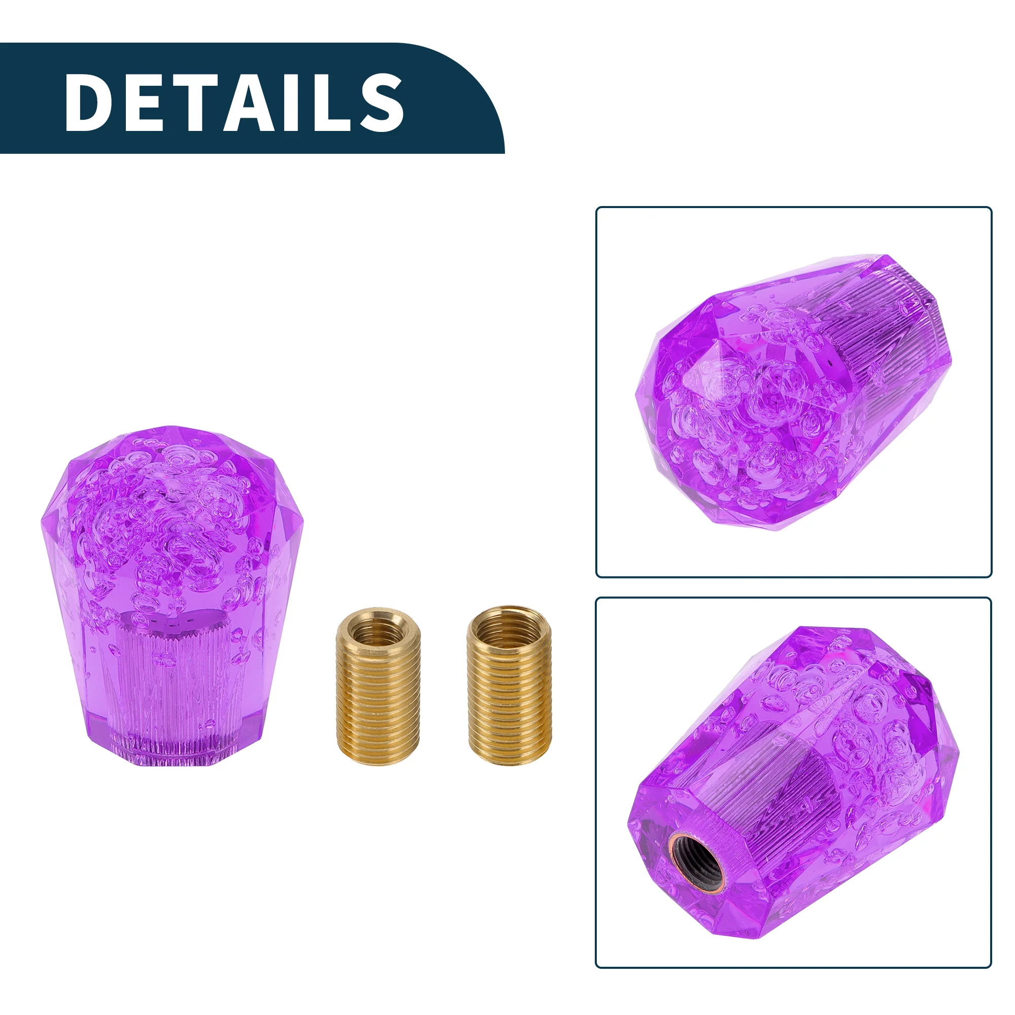 Car Shift Knob 6cm | Front Shift Lever Knob Universal for Automatic and Manual Vehicle Acrylic Purple with 2 Adapter 1 Set - Image 6