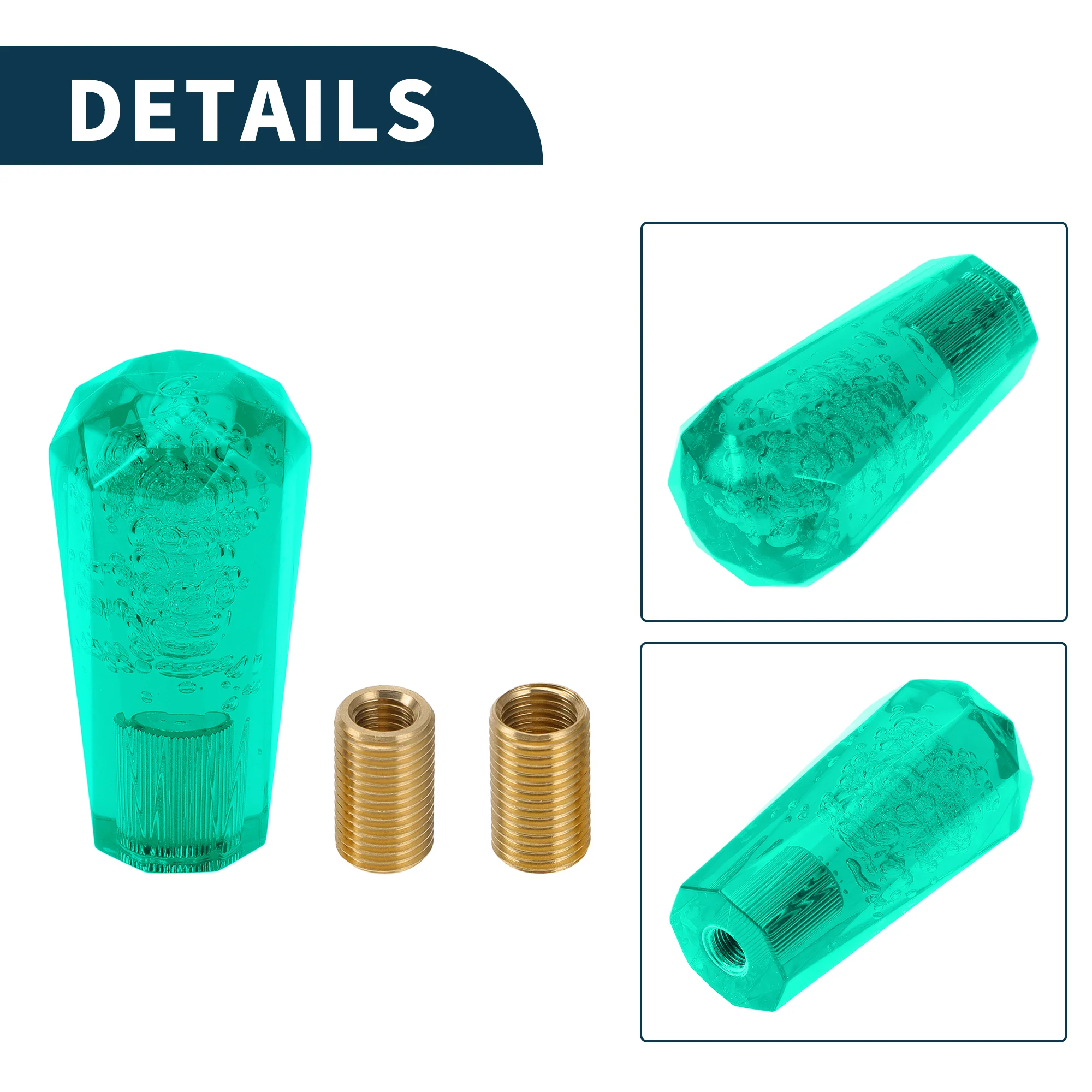 Car Shift Knob 10cm | Front Shift Lever Knob Universal for Automatic and Manual Vehicle Acrylic Green with 2 Adapter 1 Set - Image 6