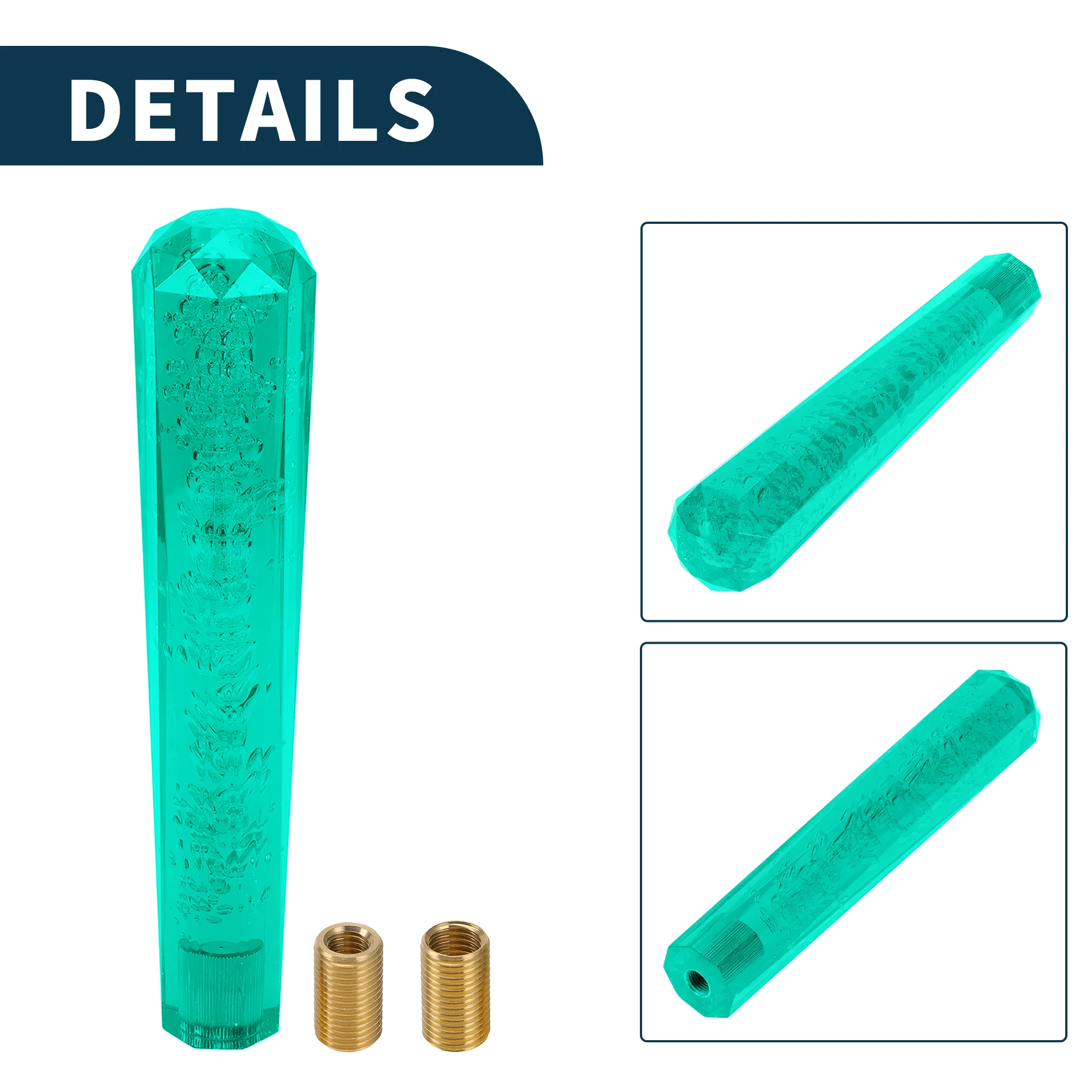 Car Shift Knob 25cm | Front Shift Lever Knob Universal for Automatic and Manual Vehicle Acrylic Green with 2 Adapter 1 Set - Image 6