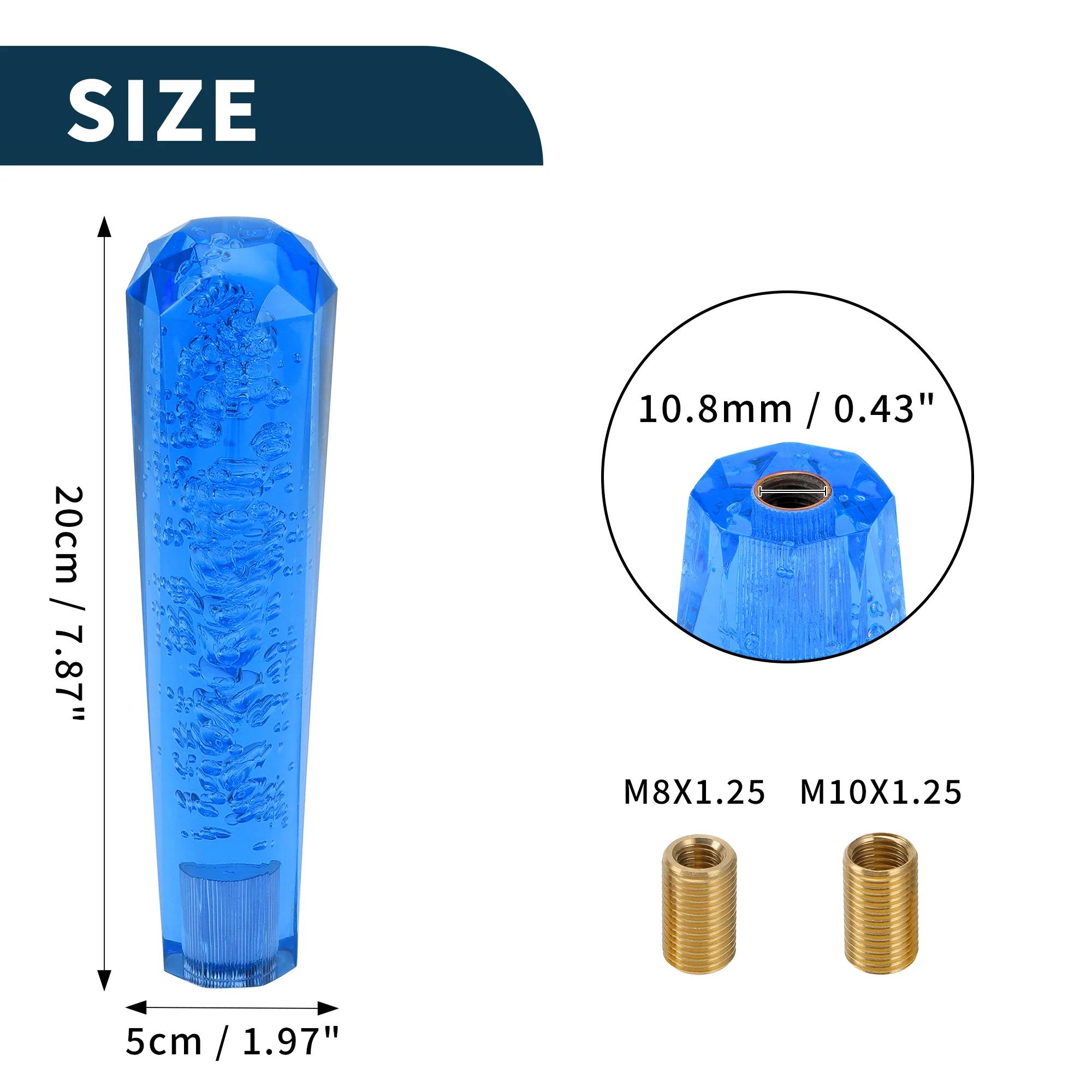 Car Gear Shift Knob 20cm | Front Shift Lever Knob Universal for Automatic and Manual Vehicle Acrylic Blue with 2 Adapter 1 Set - Image 7