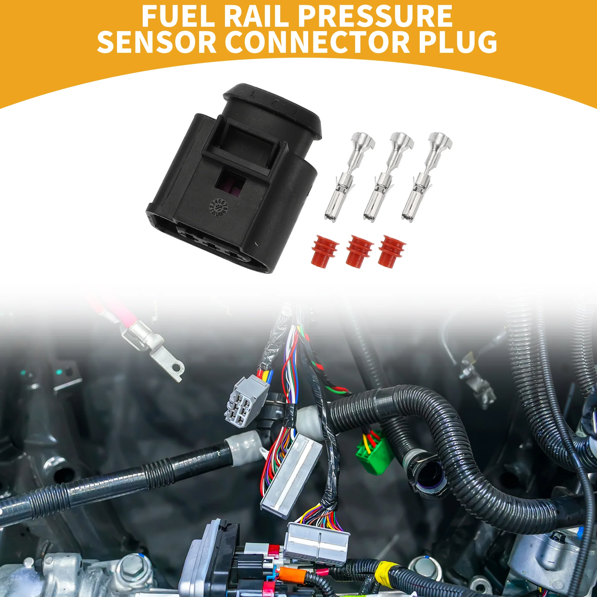 Fuel Rail Pressure Sensor Connector Plug No.4D0971993 Inner Female Wire Terminal Connector for Audi Plastic Black Waterproof - Image 3