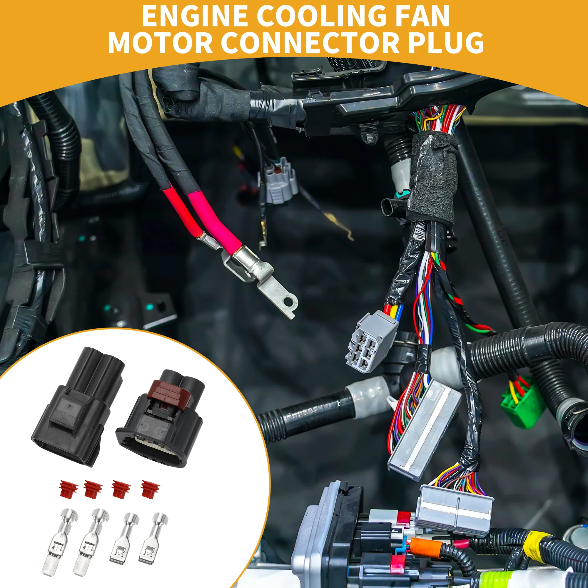 Engine Cooling Fan Motor Connector Plug No.3U2Z14S411EUAA Inner Male Female Wire Terminal Connector for Ford Plastic Black Waterproof - Image 2