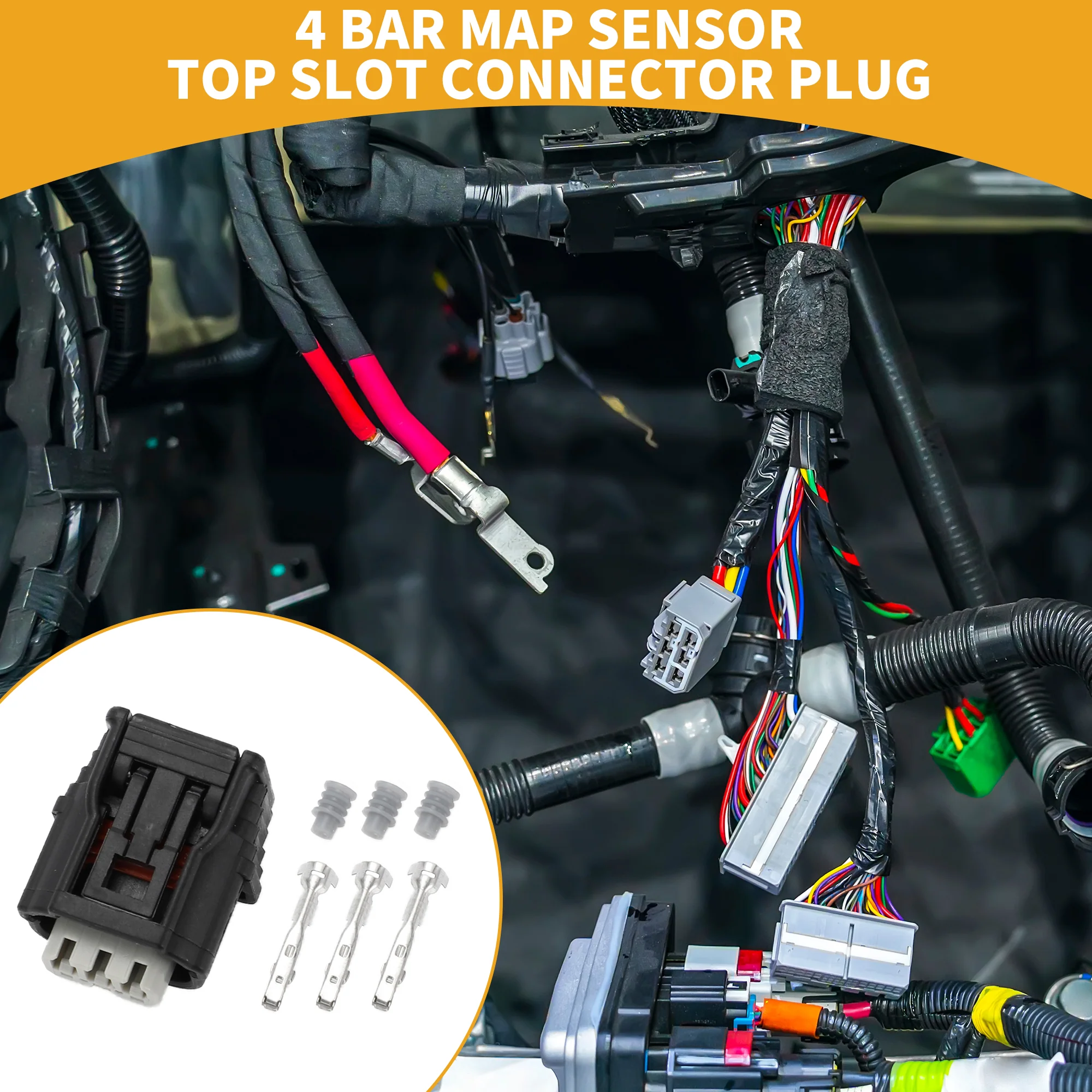 3 Pin 4 Bar Map Sensor Top Slot Connector Plug Female Wire Terminal for Honda - Image 2