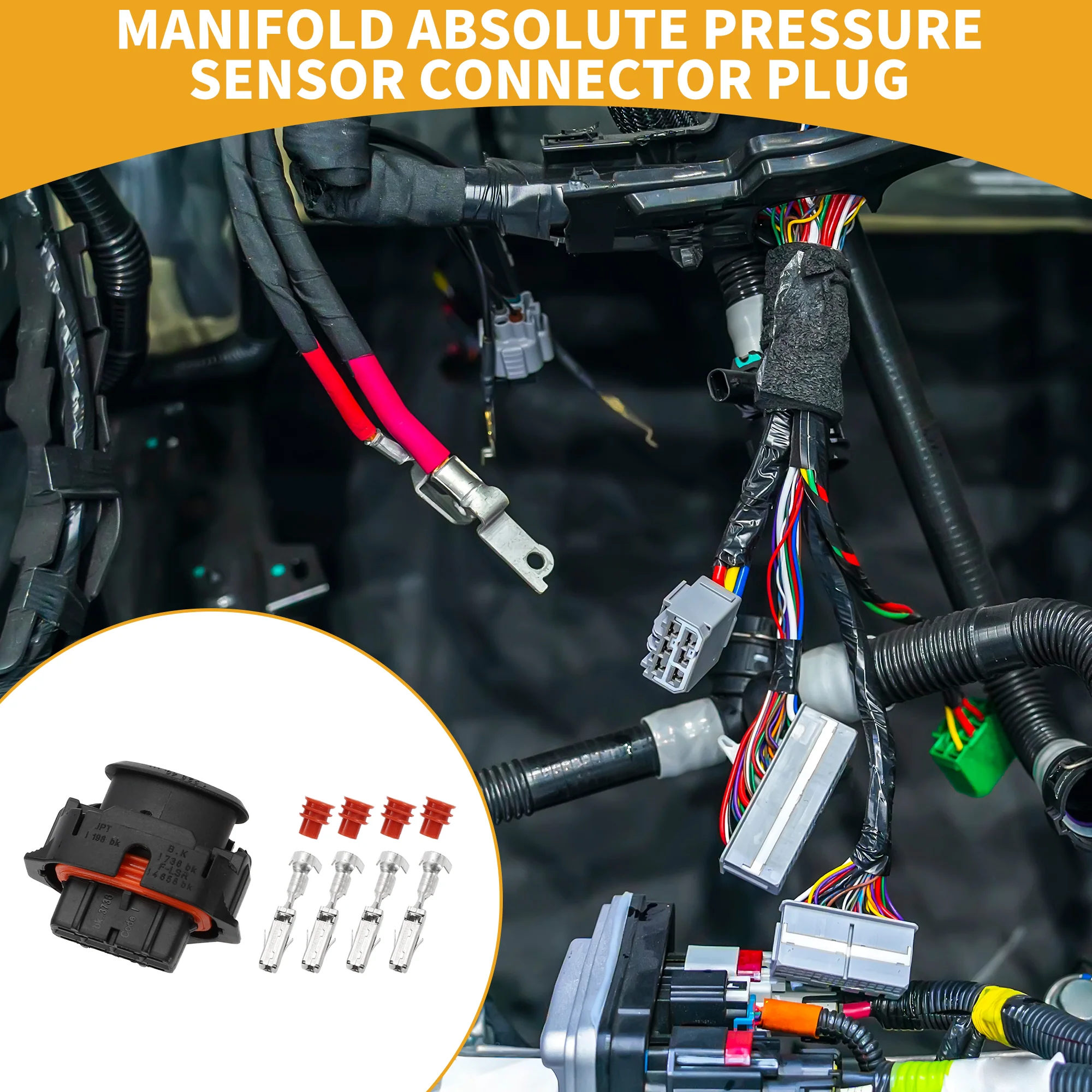 Manifold Absolute Pressure Sensor Connector Plug No.88988320 Inner Female Wire Terminal Connector for Chevrolet Plastic Black Waterproof - Image 2