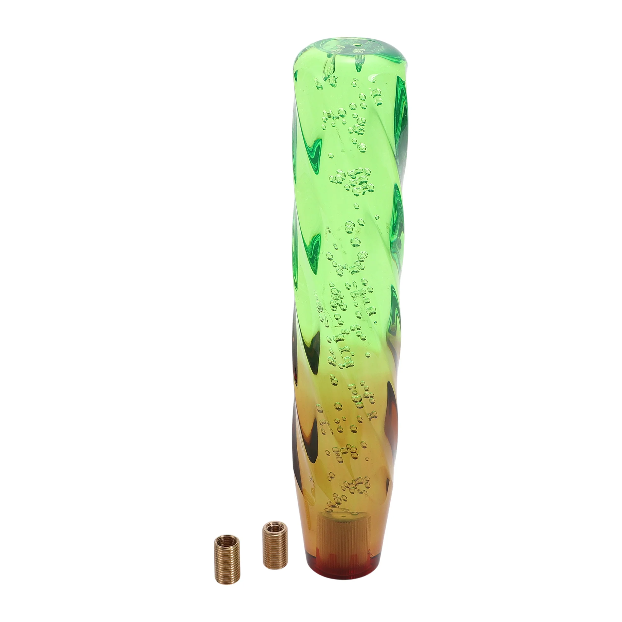 25cm Automatic and Manual Gear Shift Knob W/ 2 Adapter Acrylic Green Brown 1 Set