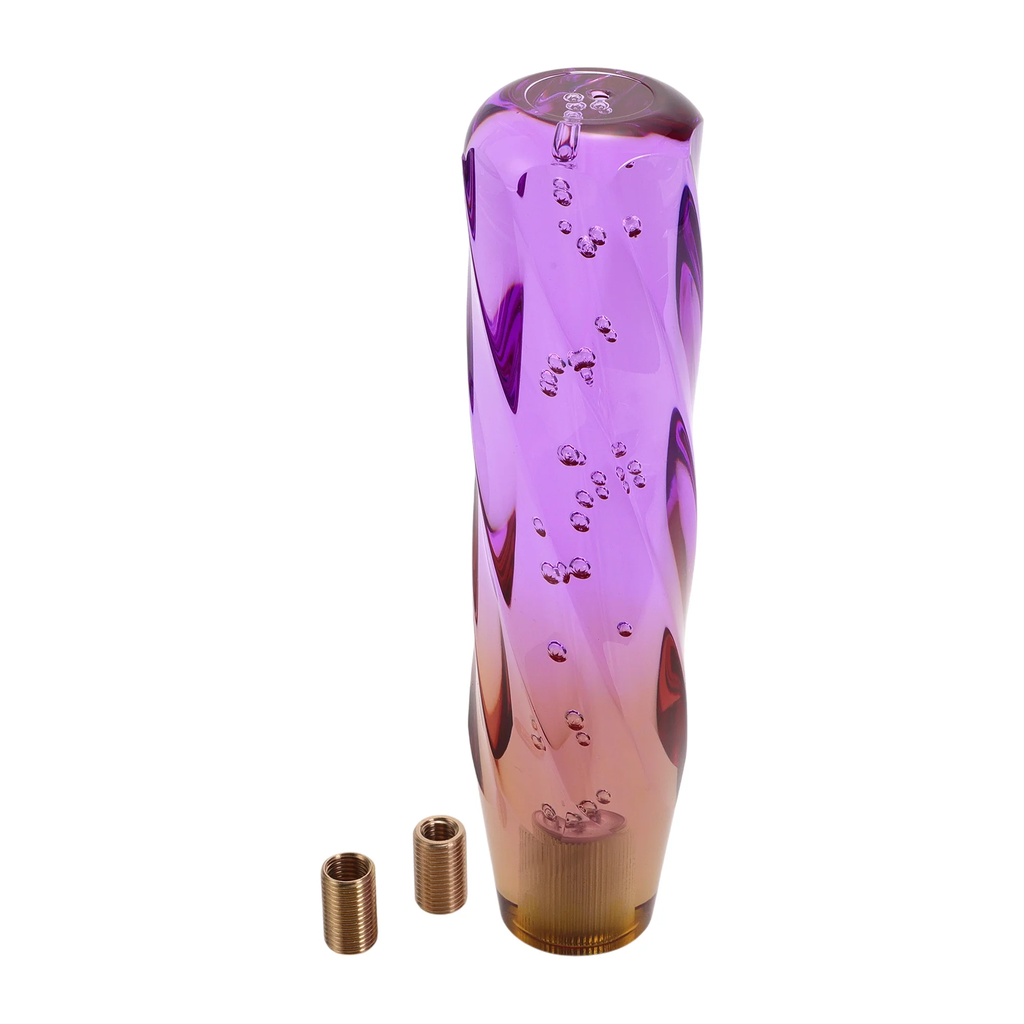 20cm Automatic and Manual Shift Knob with 2 Adapter Acrylic Purple Brown 1 Set