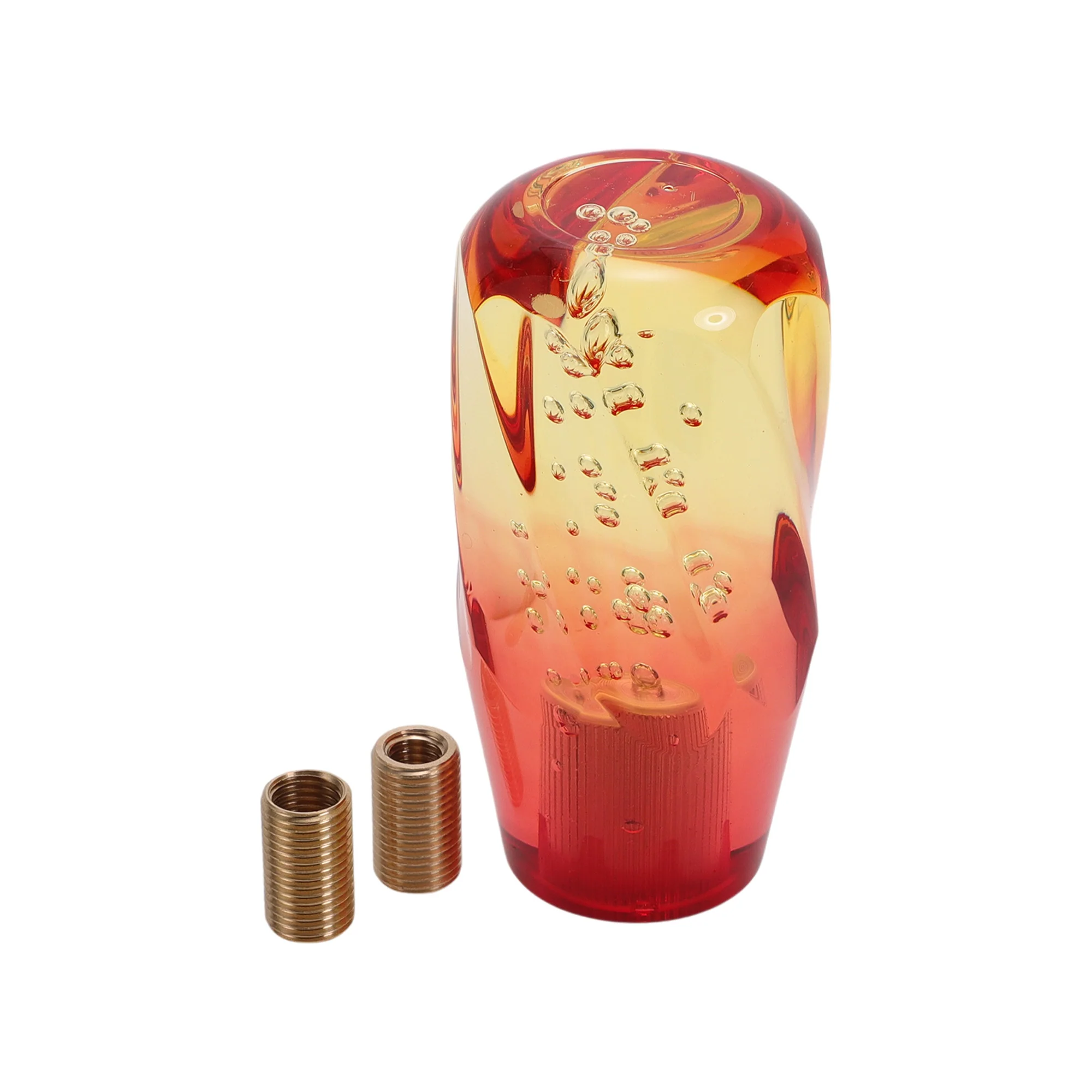 10cm Automatic and Manual Shift Knob with 2 Adapter Acrylic Yellow Red 1 Set