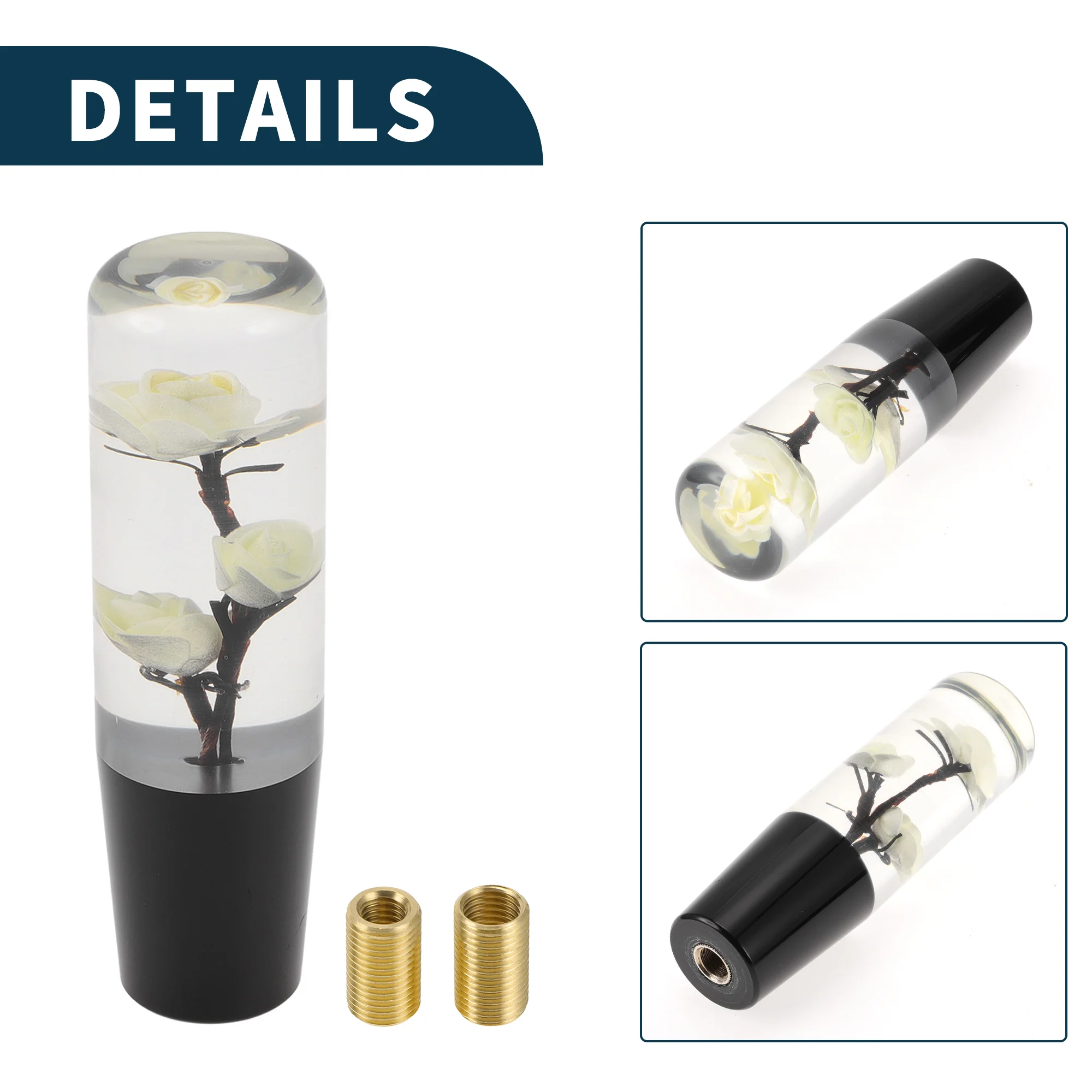 15cm Automatic and Manual Gear Shift Knob with 2 Adapter Acrylic White 1 Set - Image 5
