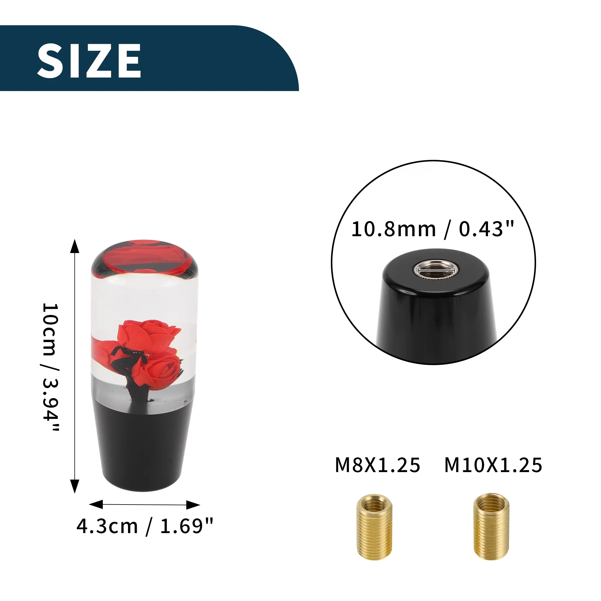 10cm Automatic and Manual Gear Shift Knob with 2 Adapter Acrylic Red 1 Set - Image 6