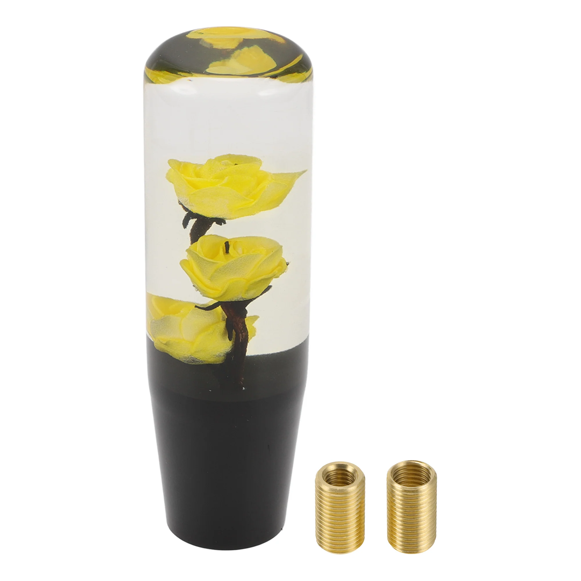 15cm Automatic and Manual Gear Shift Knob with 2 Adapter Acrylic Yellow 1 Set