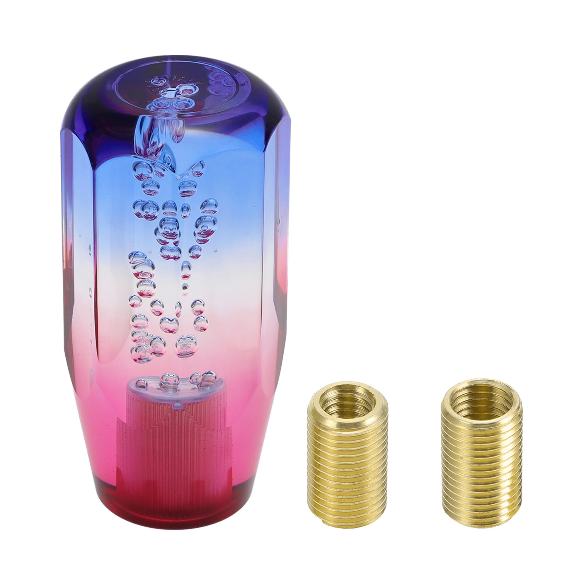 Car Shift Knob 10cm | Front Stick Shift Knob Universal for Automatic and Manual Vehicle Acrylic Blue Red with 2 Adapter 1 Set