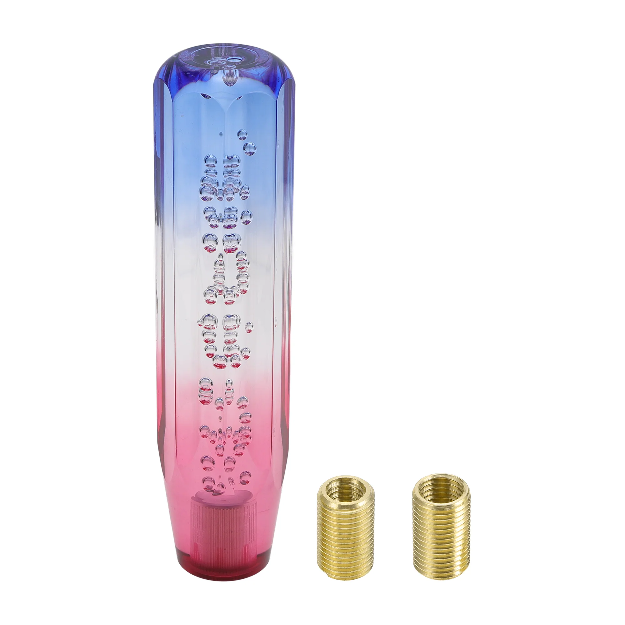 Car Shift Knob 20cm | Front Stick Shift Knob Universal for Automatic and Manual Vehicle Acrylic Blue Red with 2 Adapter 1 Set