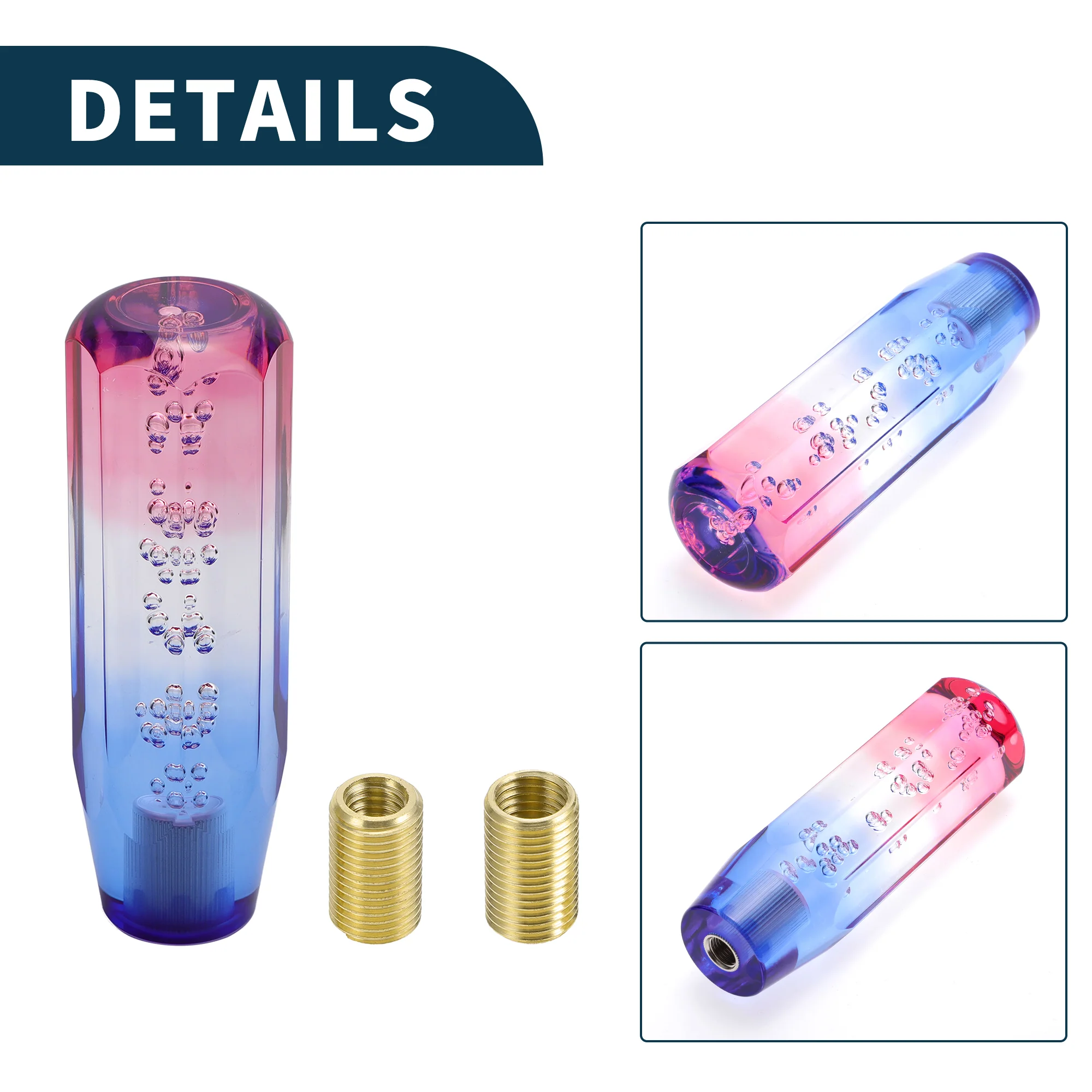 Car Shift Knob 15cm | Front Stick Shift Knob Universal for Automatic and Manual Vehicle Acrylic Red White with 2 Adapter 1 Set - Image 6