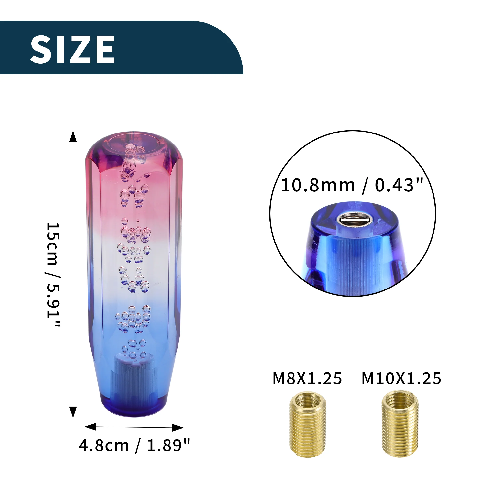 Car Shift Knob 15cm | Front Stick Shift Knob Universal for Automatic and Manual Vehicle Acrylic Red White with 2 Adapter 1 Set - Image 7