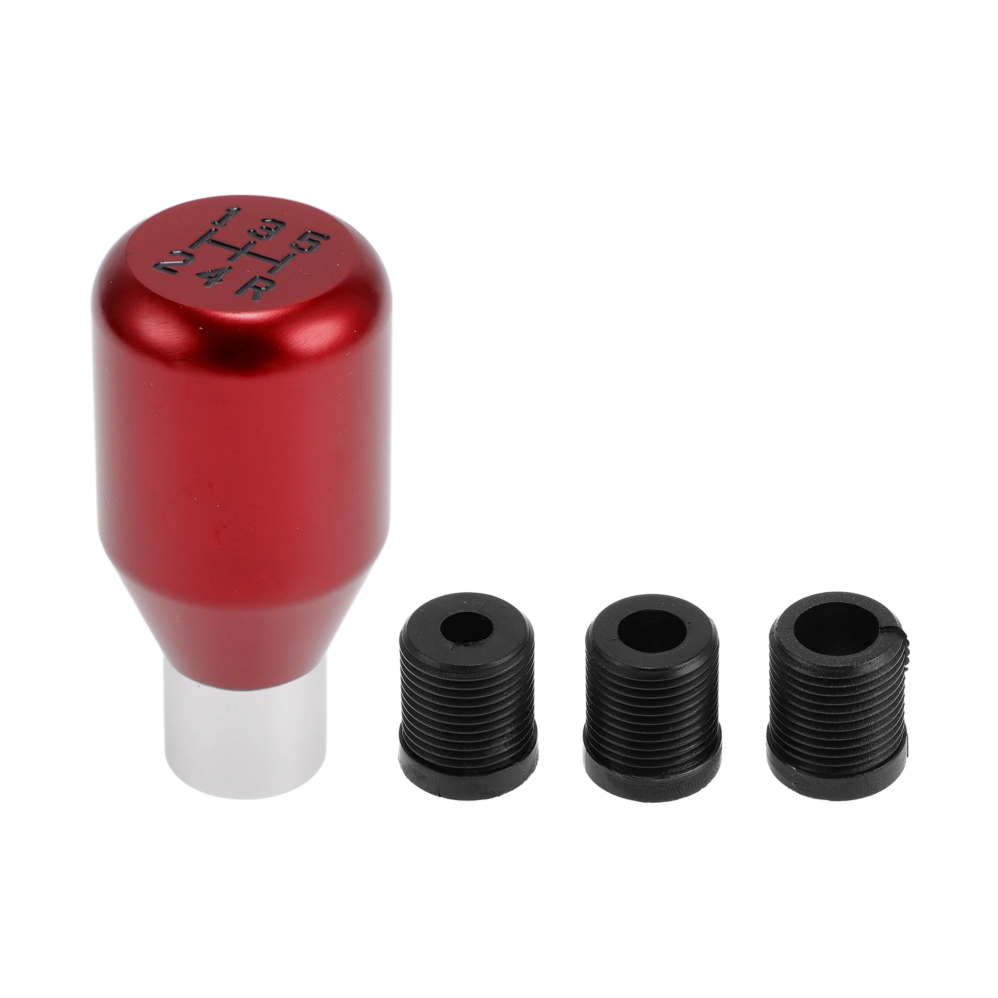 8.1cm 5 Speed Manual Universal Shift Knob W/ 3 Adapter Aluminum Alloy Red 1 Set