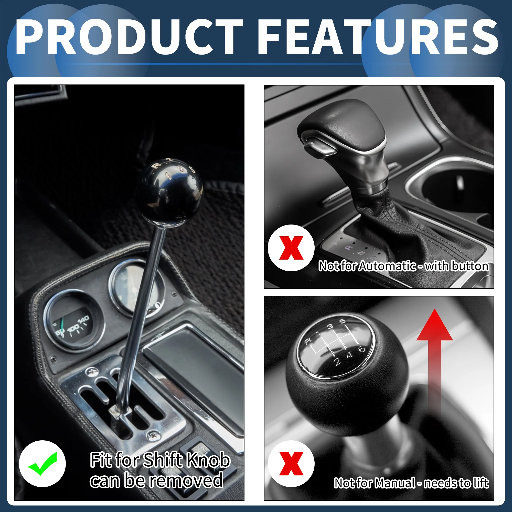8cm Automatic and Manual Shift Knob with 3 Adapter Aluminum Alloy Red 1 Set - Image 4