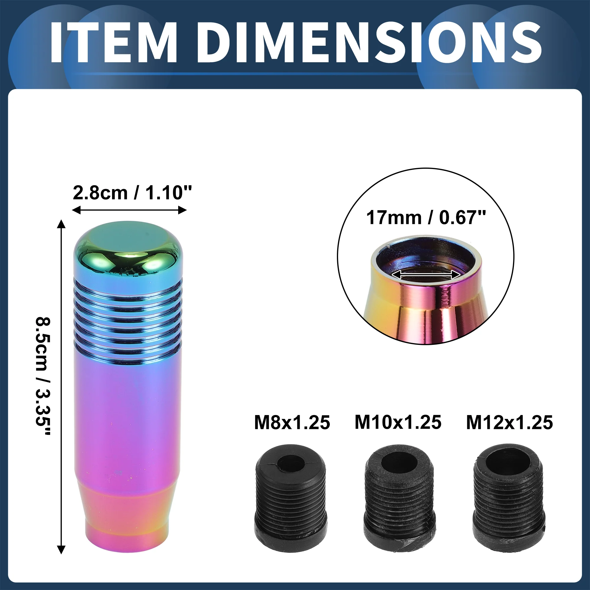 Car Shift Knob, 8.5cm Universal for Automatic and Manual Vehicle Gear Shifter Knob with 3 Adapter Aluminum Alloy Multicolor, 1 Set - Image 6