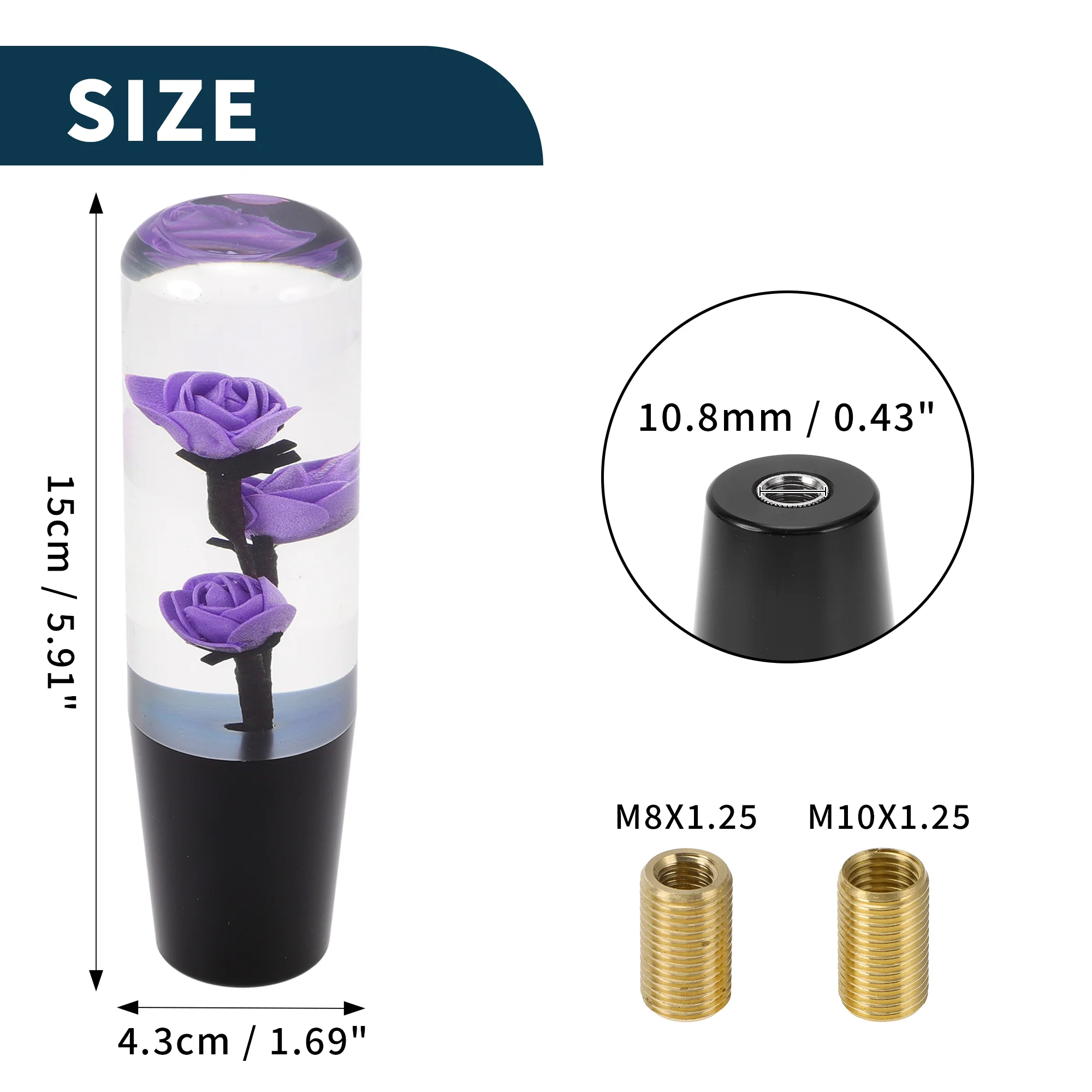 15cm Automatic and Manual Gear Shifter Knob with 2 Adapter Acrylic Purple 1 Set - Image 6