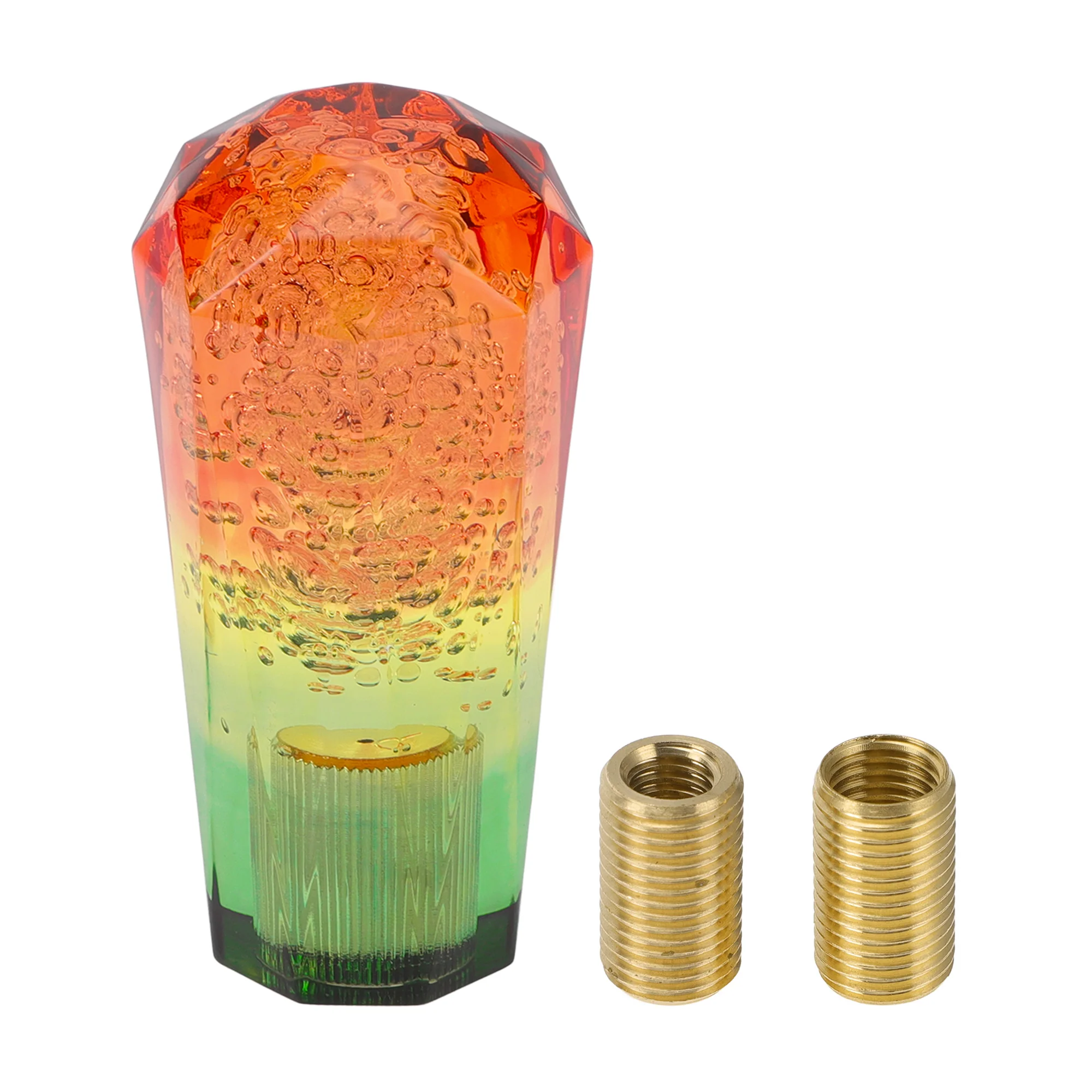 10cm Automatic and Manual Shift Knob with 2 Adapter Acrylic Orange Green 1 Set