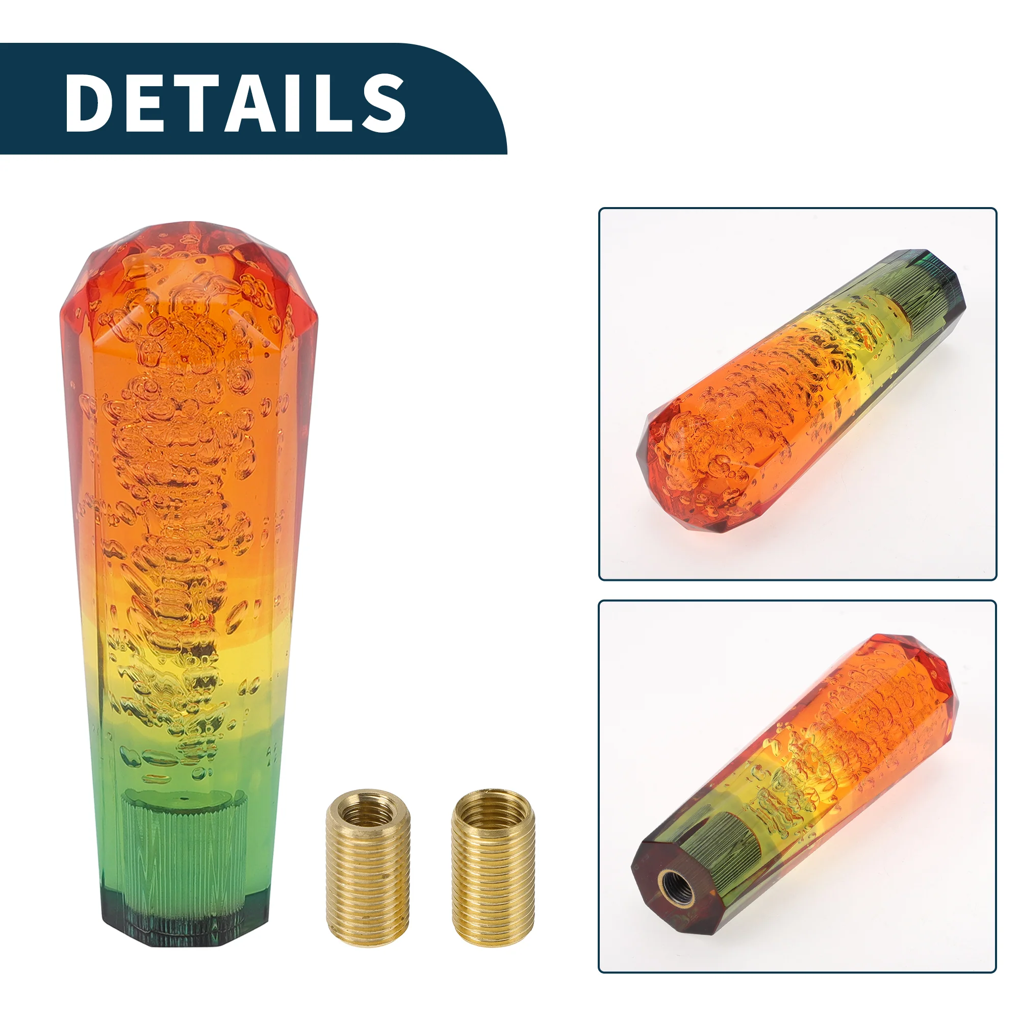 15cm Automatic and Manual Shift Knob with 2 Adapter Acrylic Orange Green 1 Set - Image 5