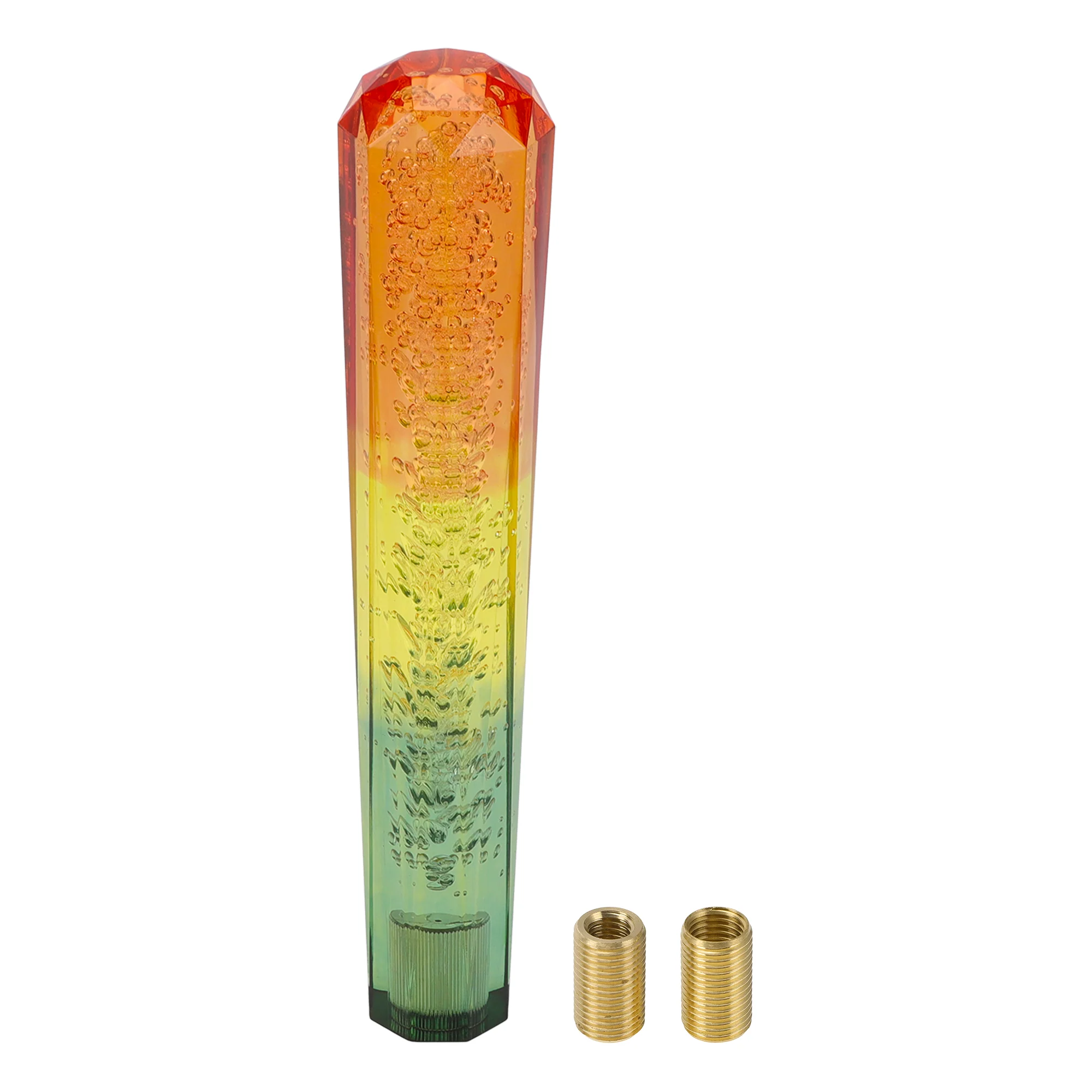 25cm Automatic and Manual Shift Knob with 2 Adapter Acrylic Orange Green 1 Set