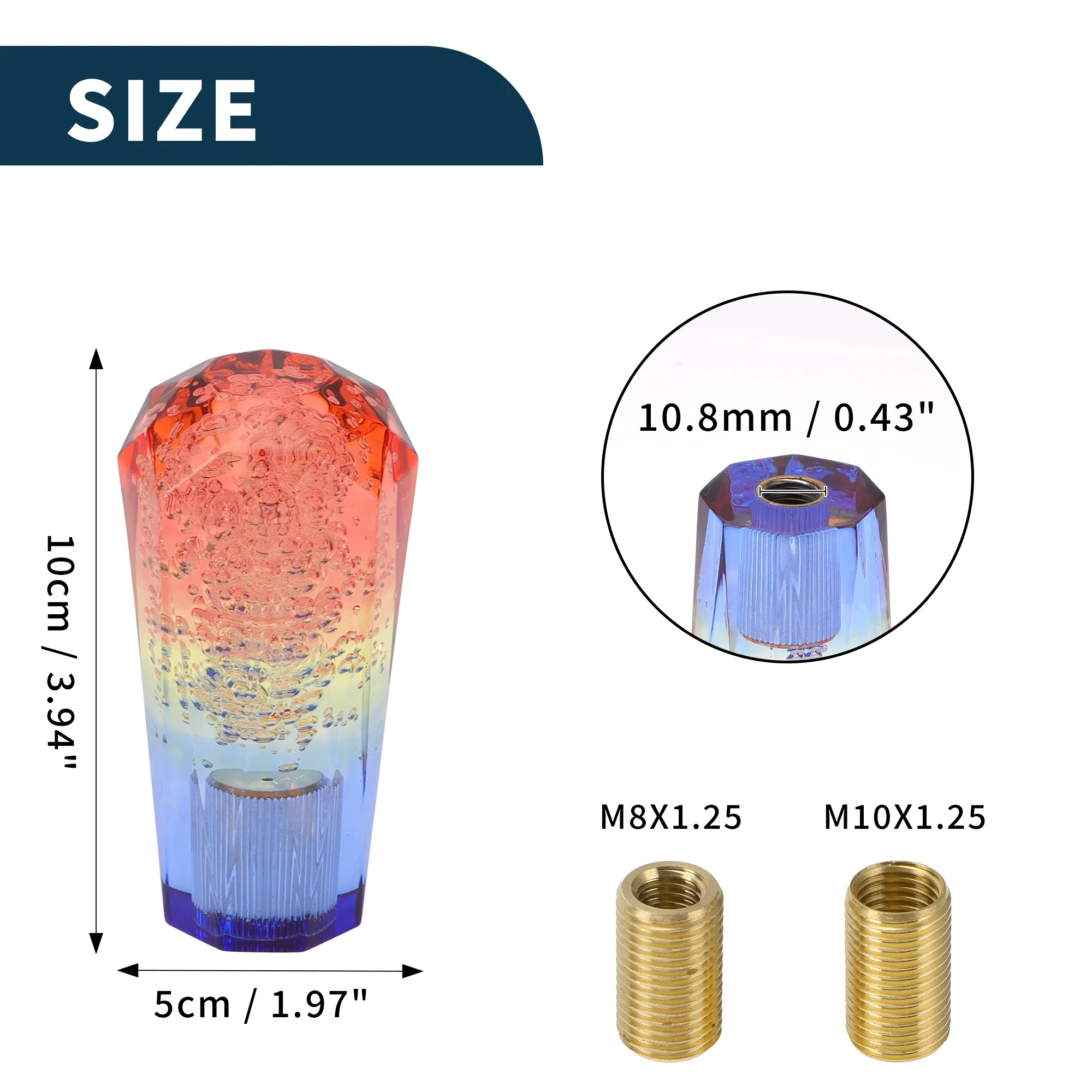 Car Shift Knob 10cm | Front Shift Lever Knob Universal for Automatic and Manual Vehicle Acrylic Pink Blue with 2 Adapter 1 Set - Image 7