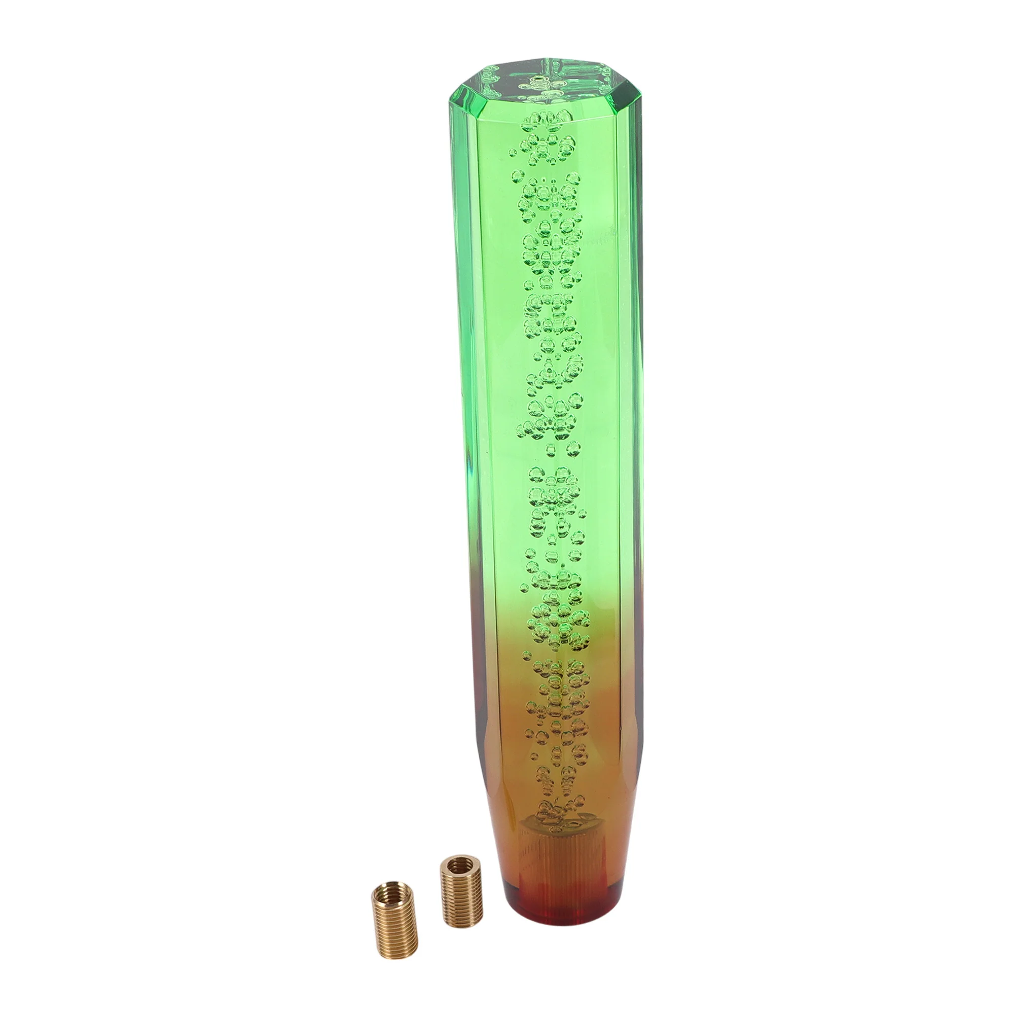 25cm Automatic and Manual Shift Knob with 2 Adapter Acrylic Green Brown 1 Set
