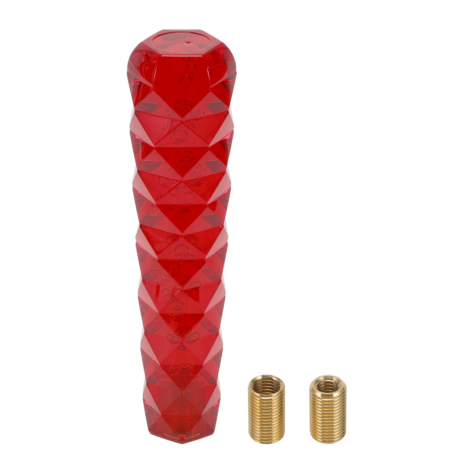 20cm Diamond Pattern Crystal Gear Shift Knob with 2 Adapter Acrylic Red 1 Set