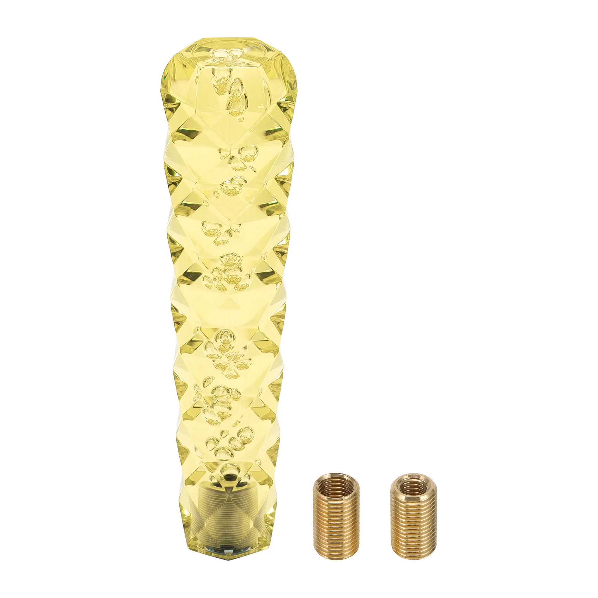 20cm Diamond Pattern Crystal Shift Knob with 2 Adapter Acrylic Yellow 1 Set