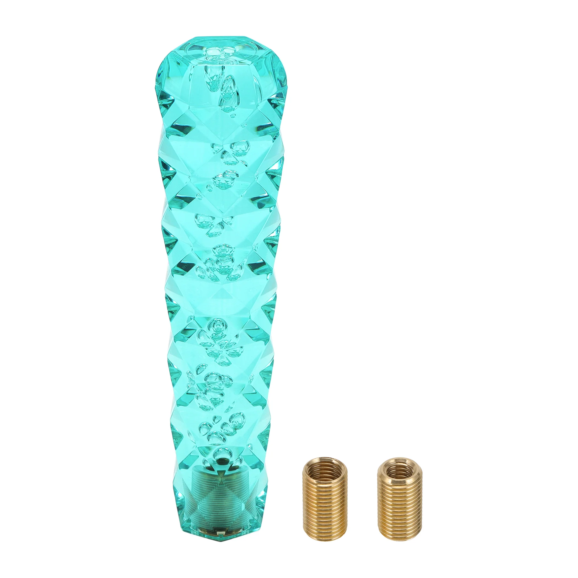 20cm Diamond Pattern Crystal Gear Shift Knob with 2 Adapter Acrylic Blue 1 Set