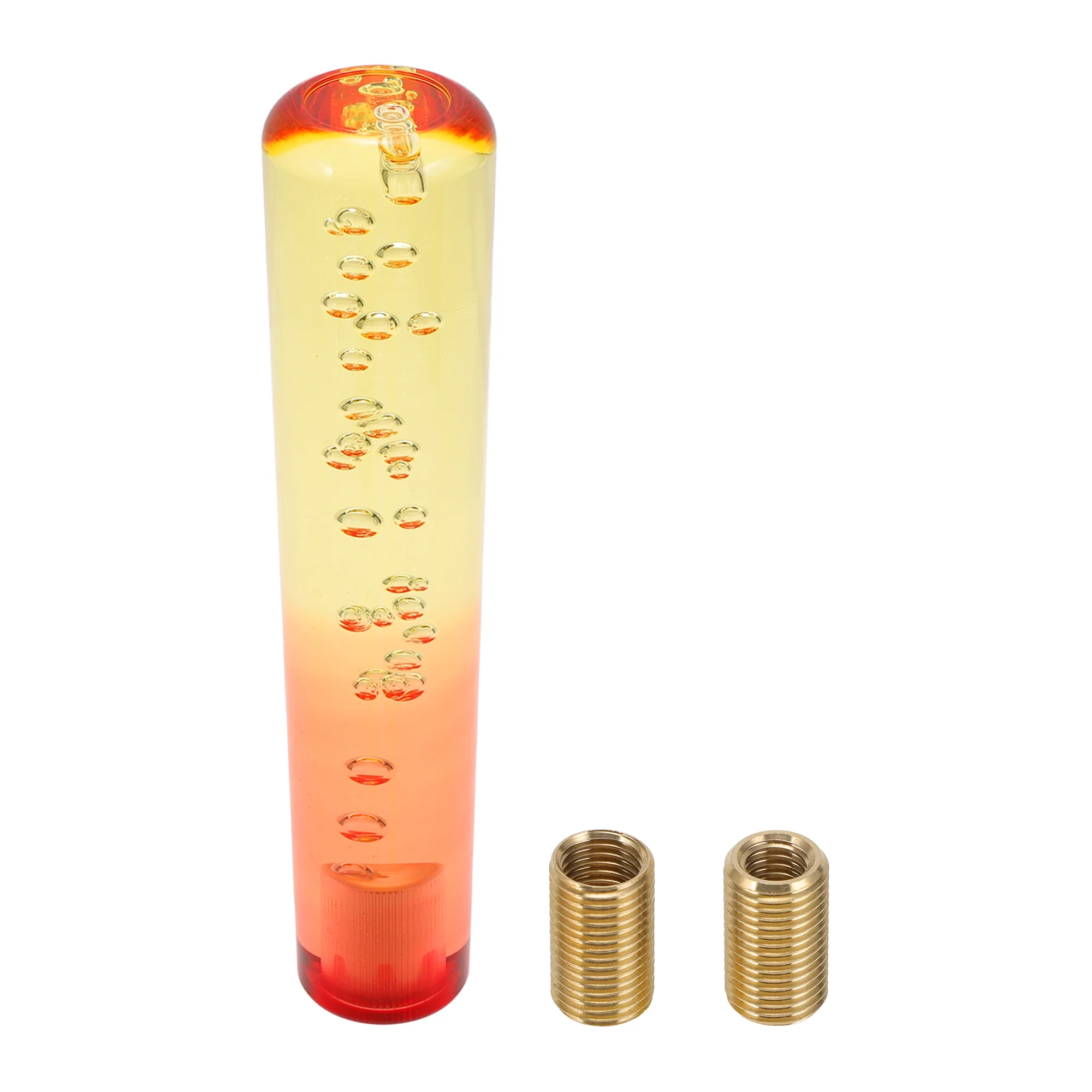 20cm Round Crystal Gear Shift Knob with 2 Adapter Acrylic Yellow Red 1 Set