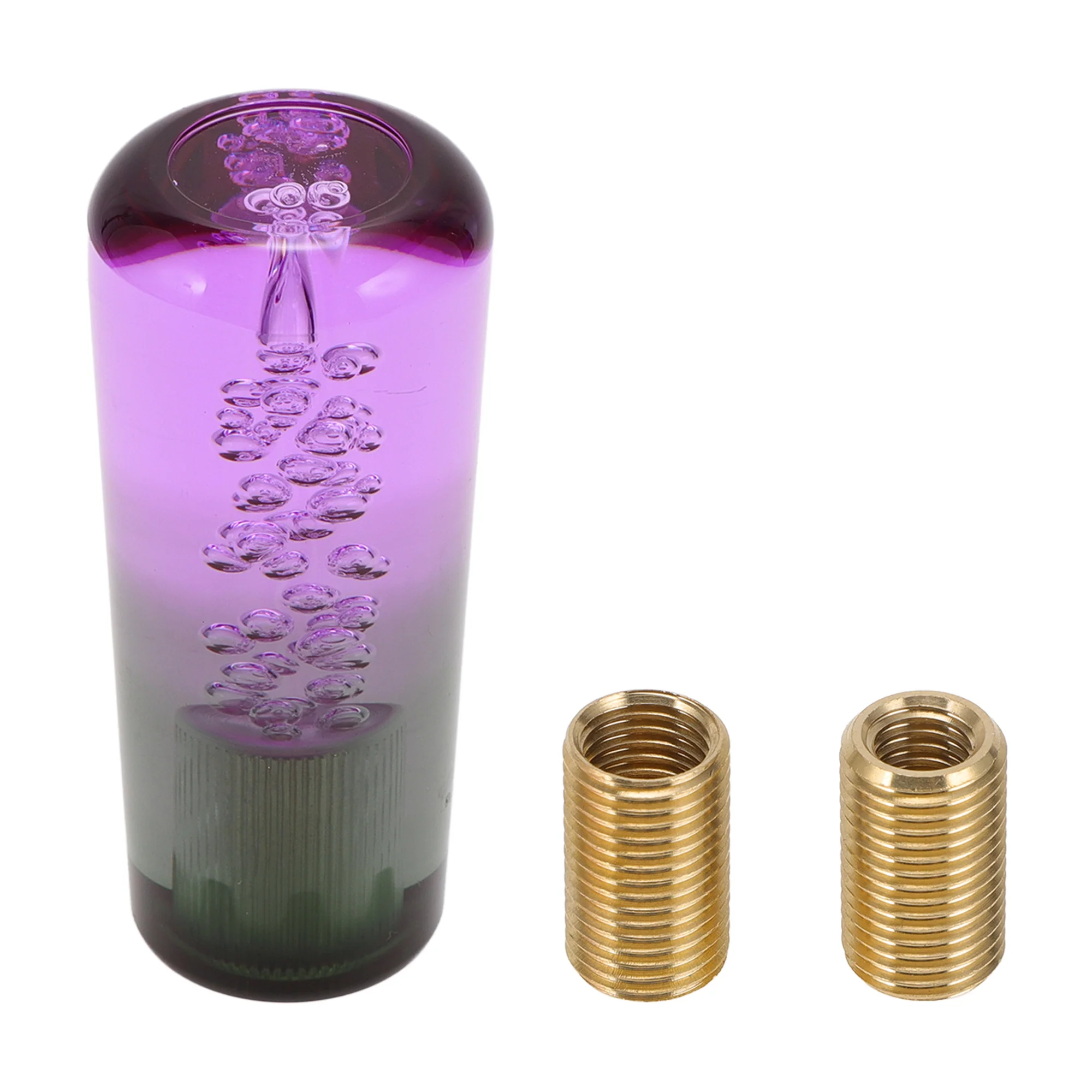 10cm Round Crystal Gear Shift Knob with 2 Adapter Acrylic Purple Green 1 Set