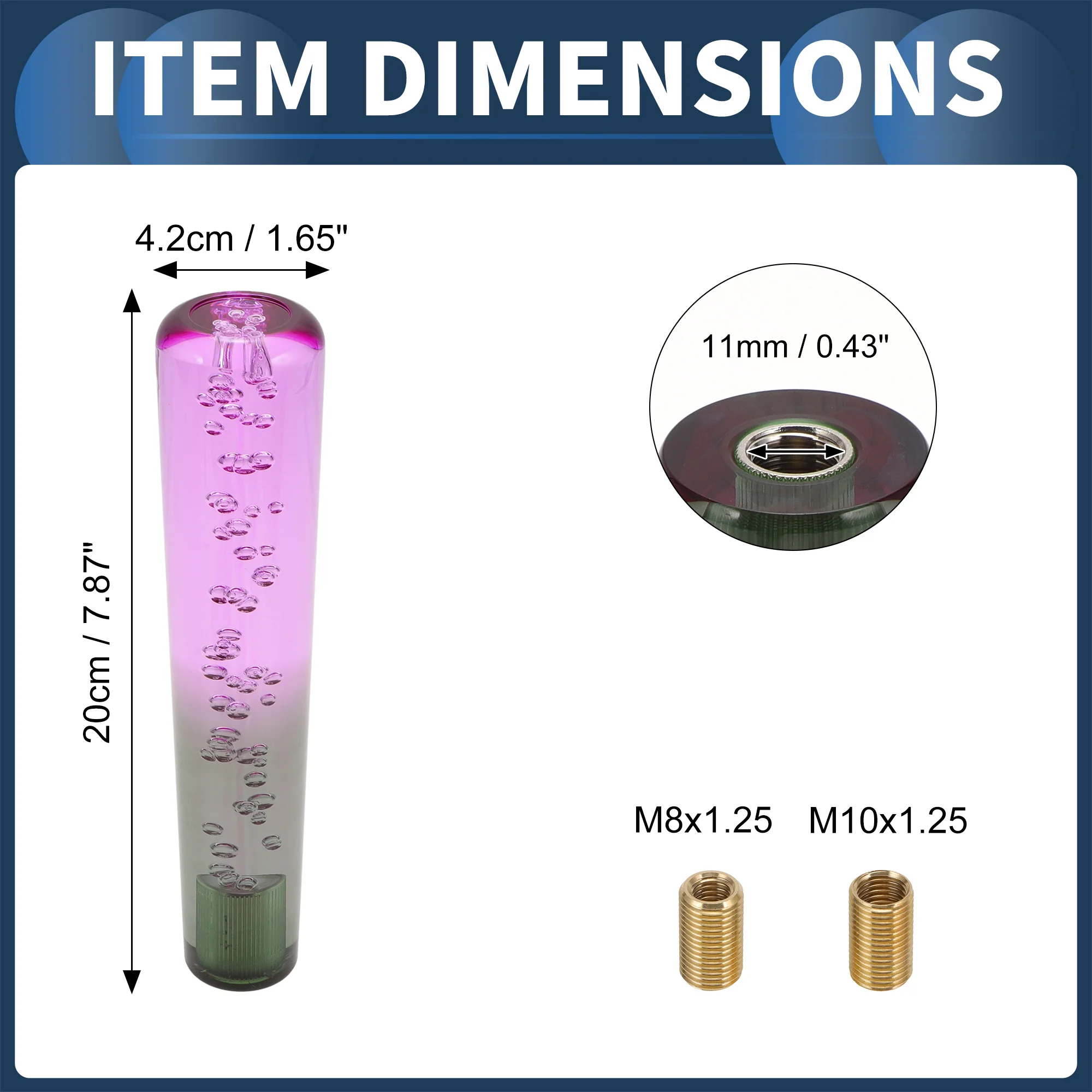 20cm Round Crystal Gear Shift Knob with 2 Adapter Acrylic Purple Green 1 Set - Image 5