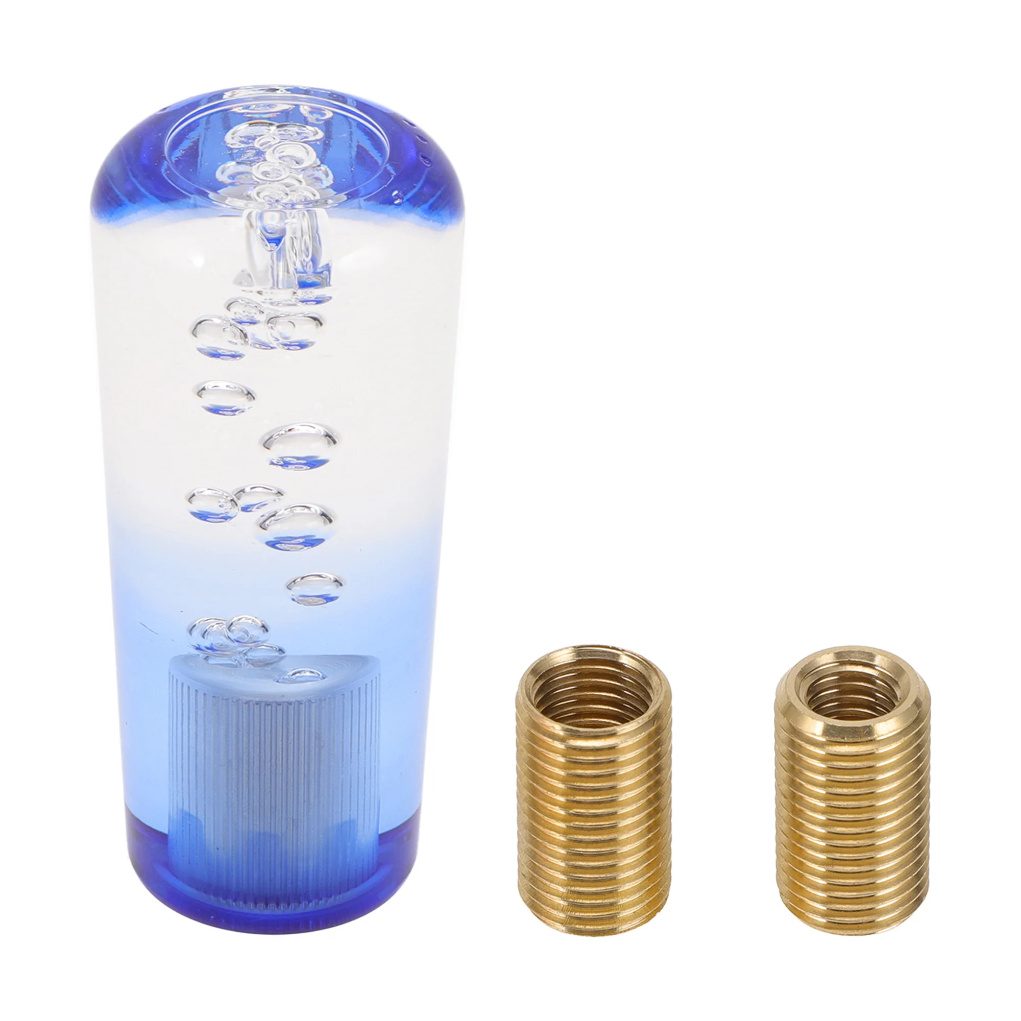 10cm Round Crystal Gear Shift Knob with 2 Adapter Acrylic Clear Blue 1 Set
