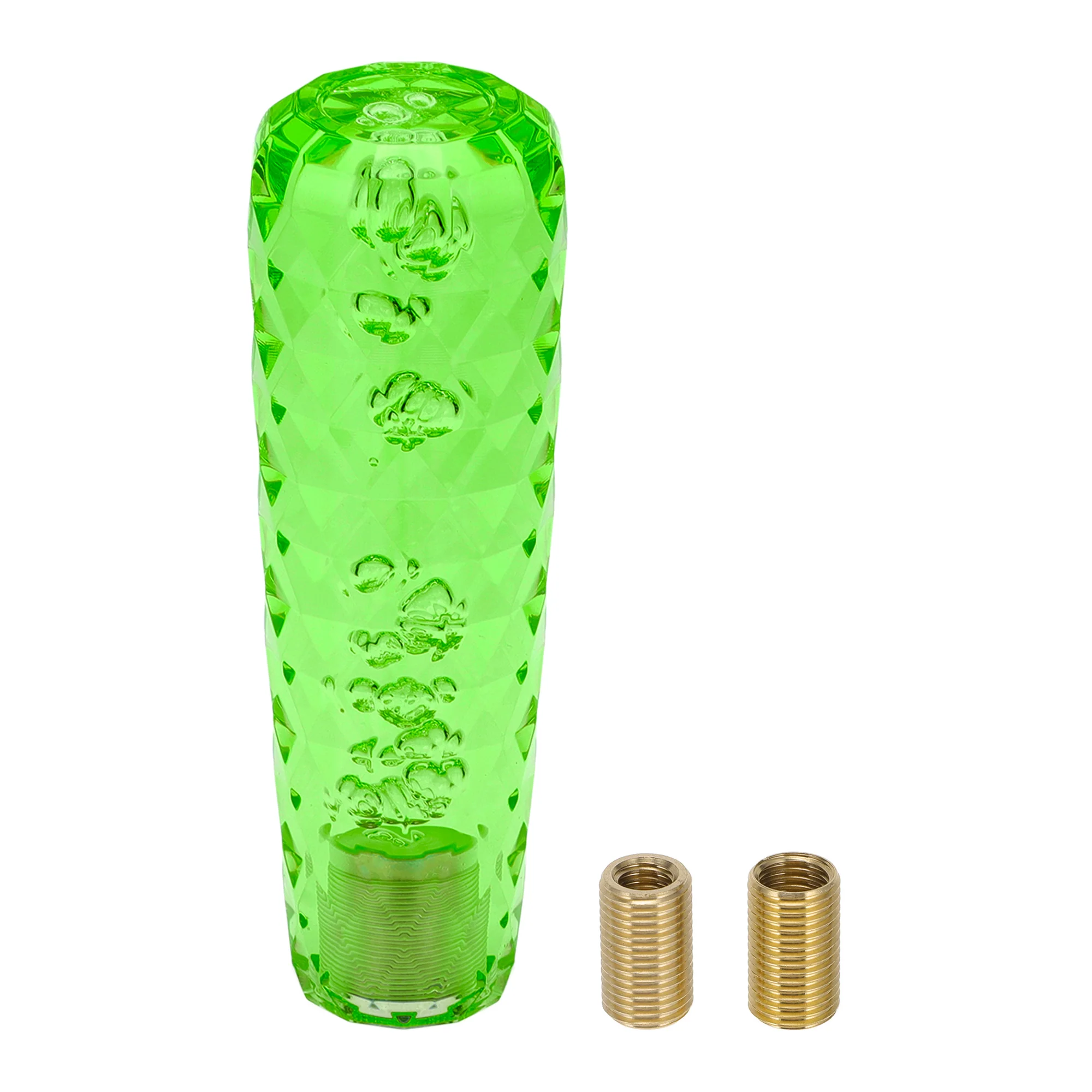 15cm Automatic and Manual Gear Shifter Knob with 2 Adapter Acrylic Green 1Set
