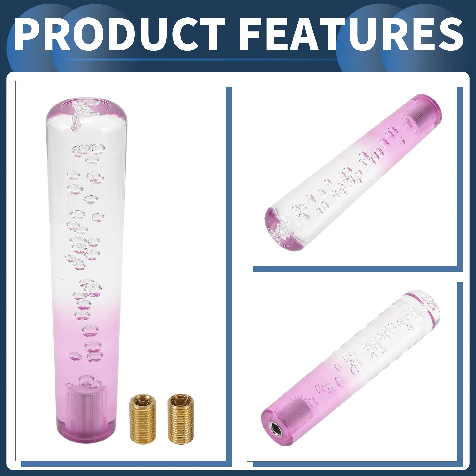 20cm Round Crystal Automatic Manual Shift Knob with 2 Adapter Clear Purple 1 Set - Image 6