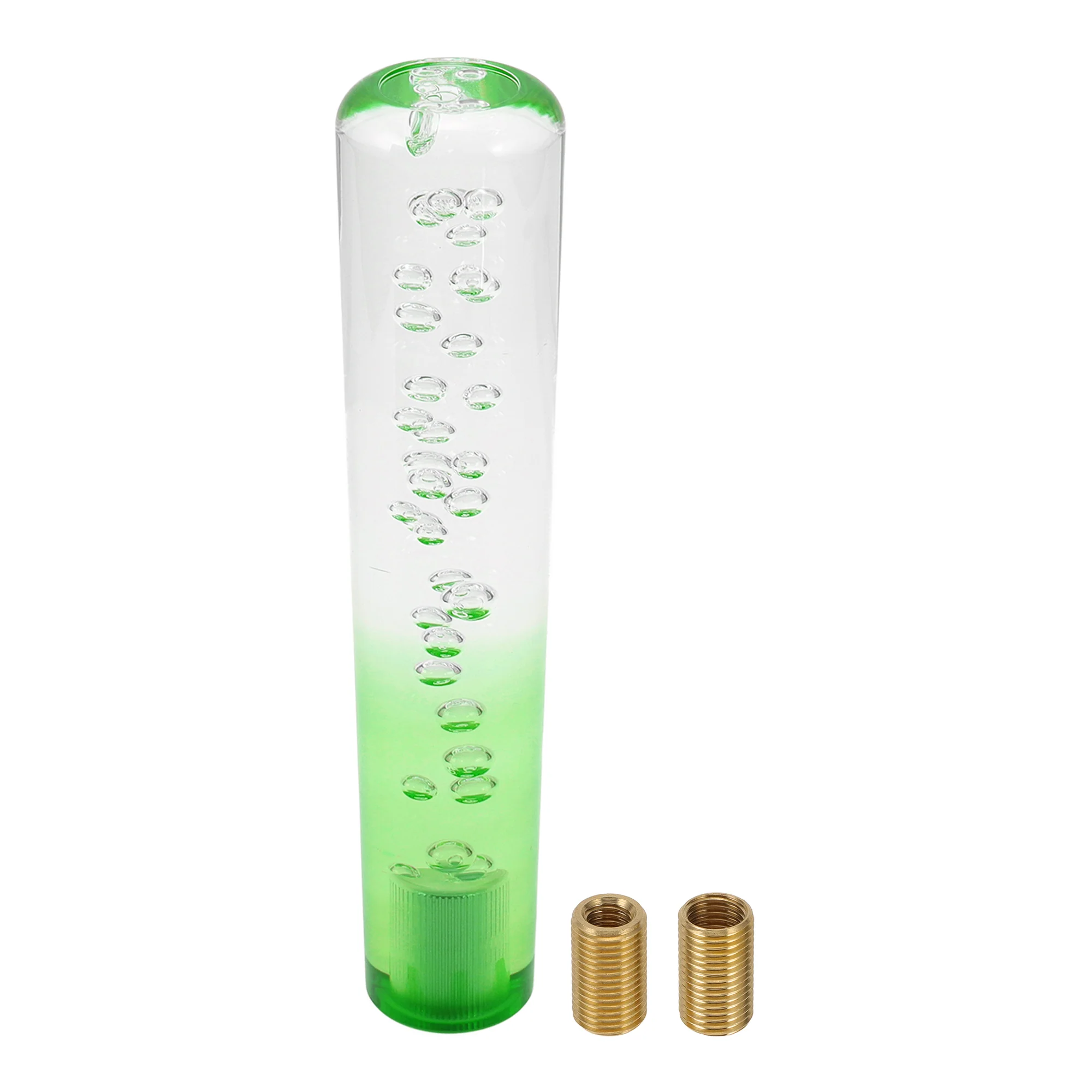 20cm Round Crystal Automatic Manual Shift Knob with 2 Adapter Clear Green 1 Set