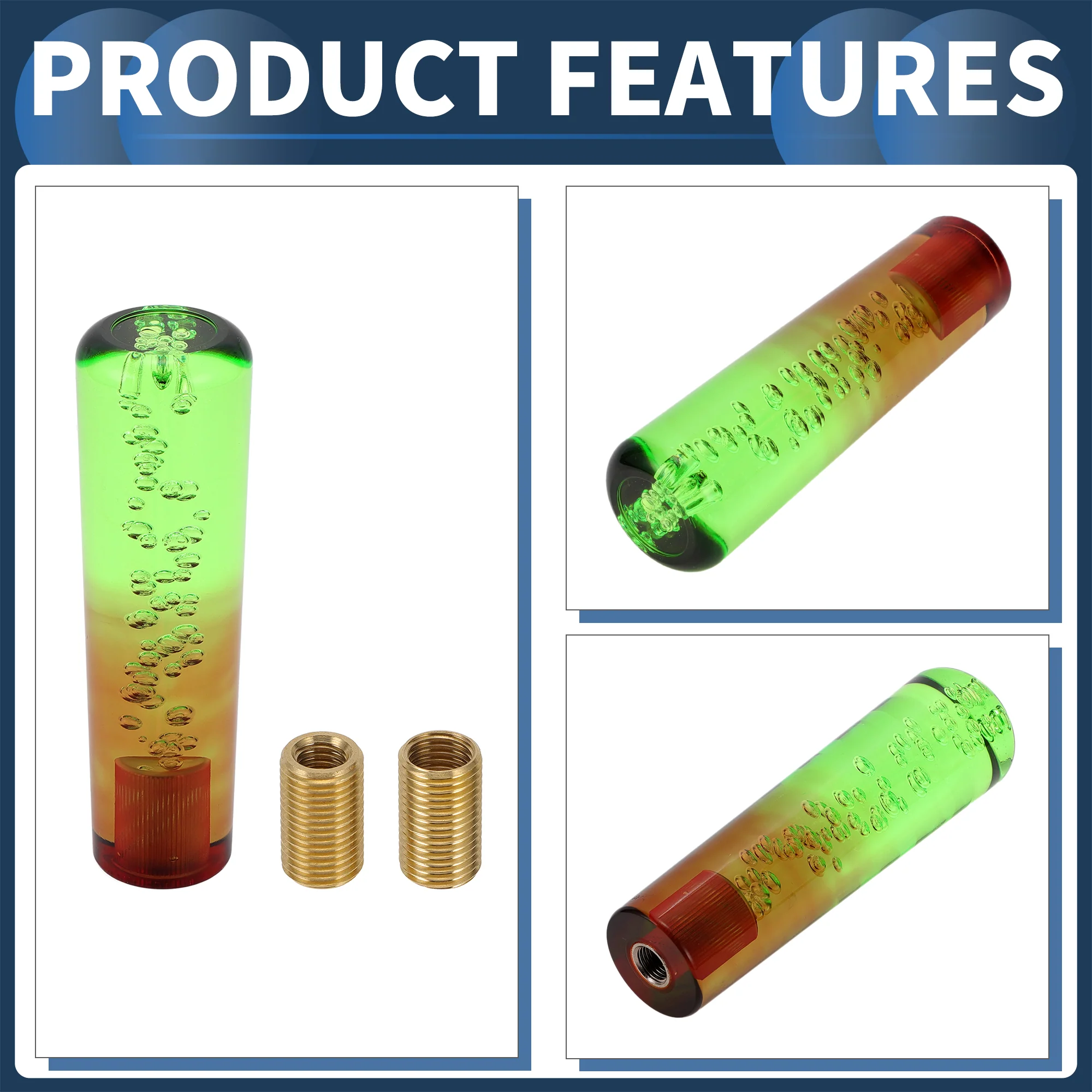 15cm Round Crystal Automatic Manual Shift Knob with 2 Adapter Green Brown 1 Set - Image 6