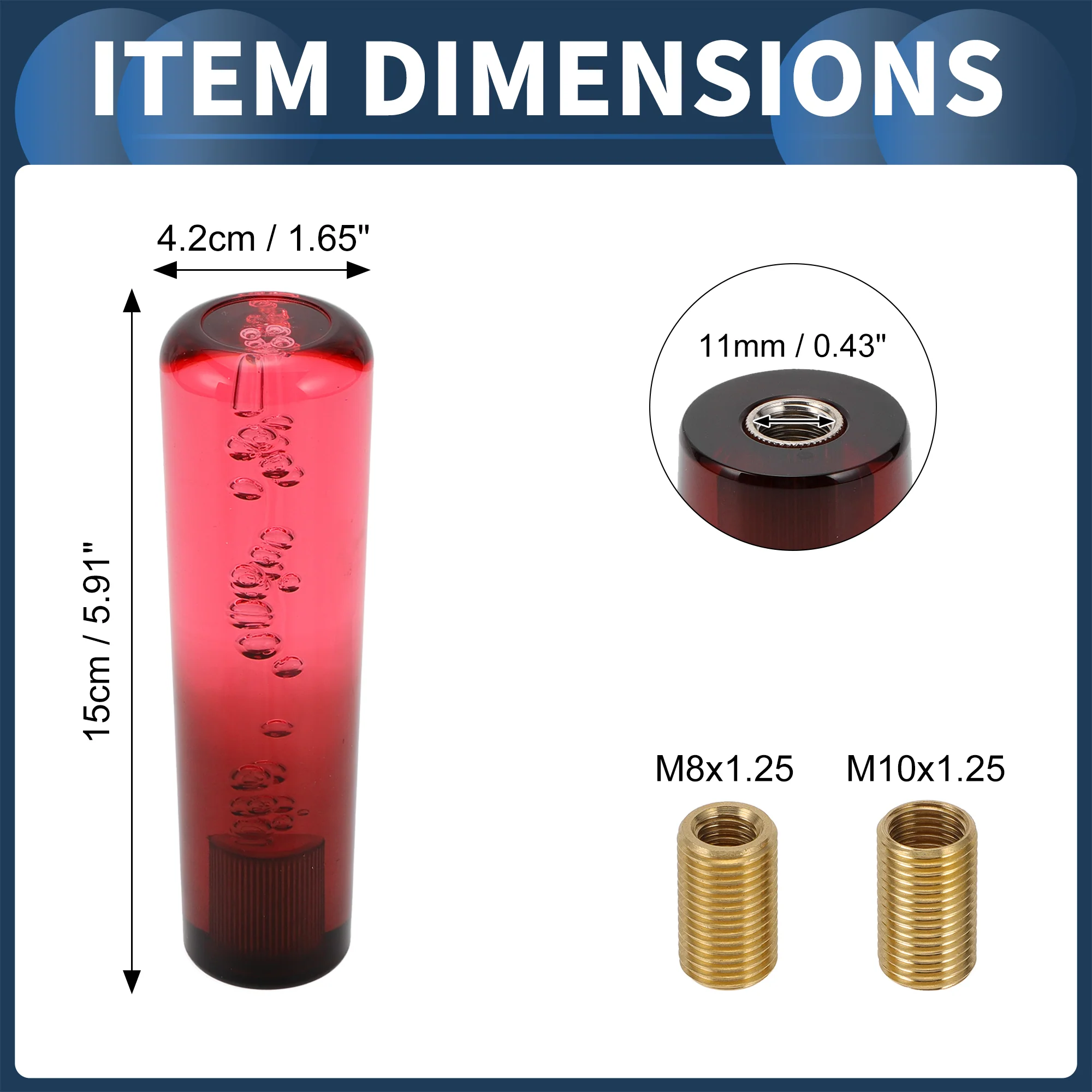 15cm Round Crystal Automatic and Manual Shift Knob W/ 2 Adapter Red Black 1 Set - Image 5