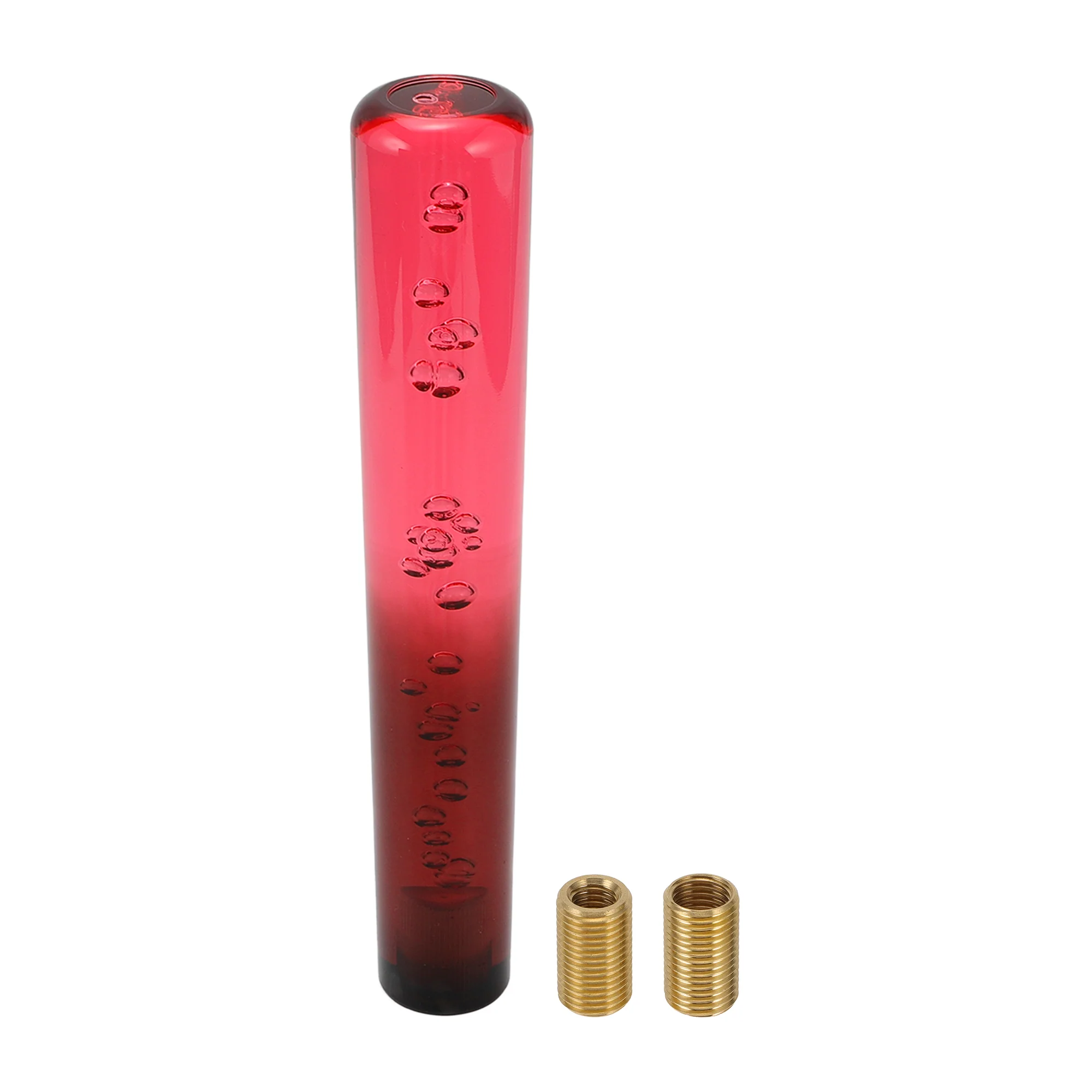 25cm Round Crystal Automatic and Manual Shift Knob W/ 2 Adapter Red Black 1 Set