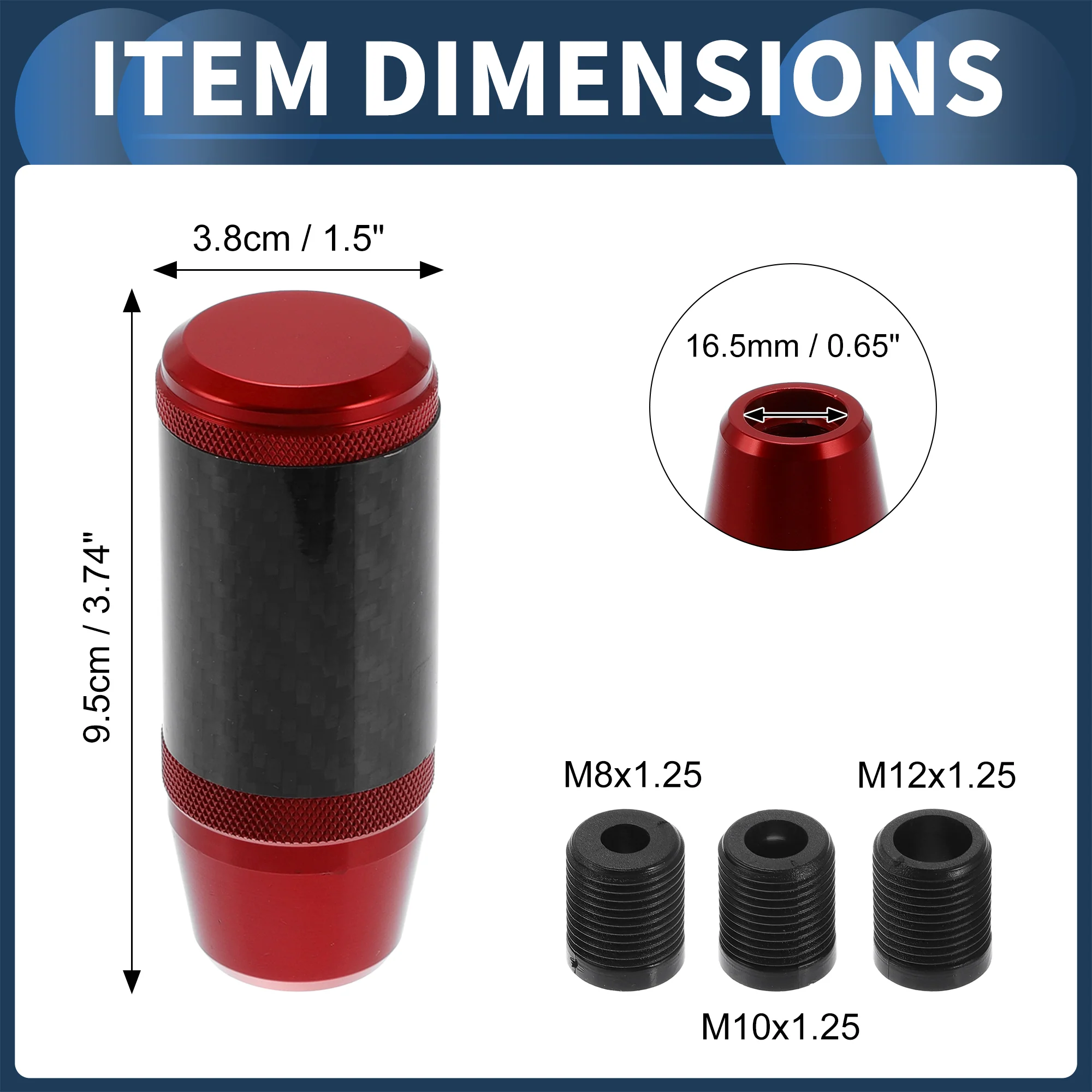 9.5cm Frosted Matte Automatic and Manual Shift Knob with 3 Adapter Red 1 Set - Image 5