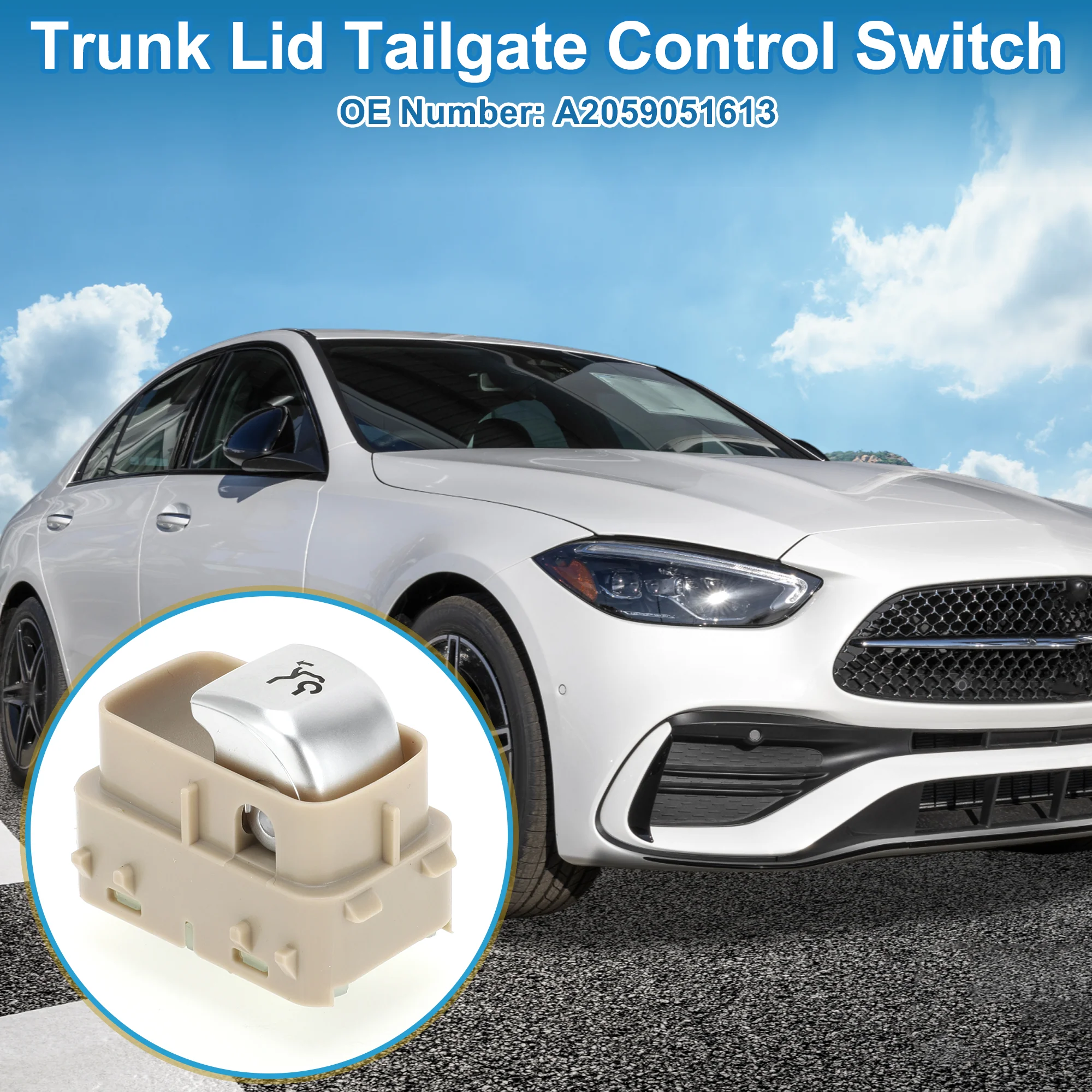 Trunk Release Switch No.A2059051613 Rear Door Hatch Liftgate Latch Button Switch for Mercedes-Benz C180 2017-2018 Plastic Beige - Image 3