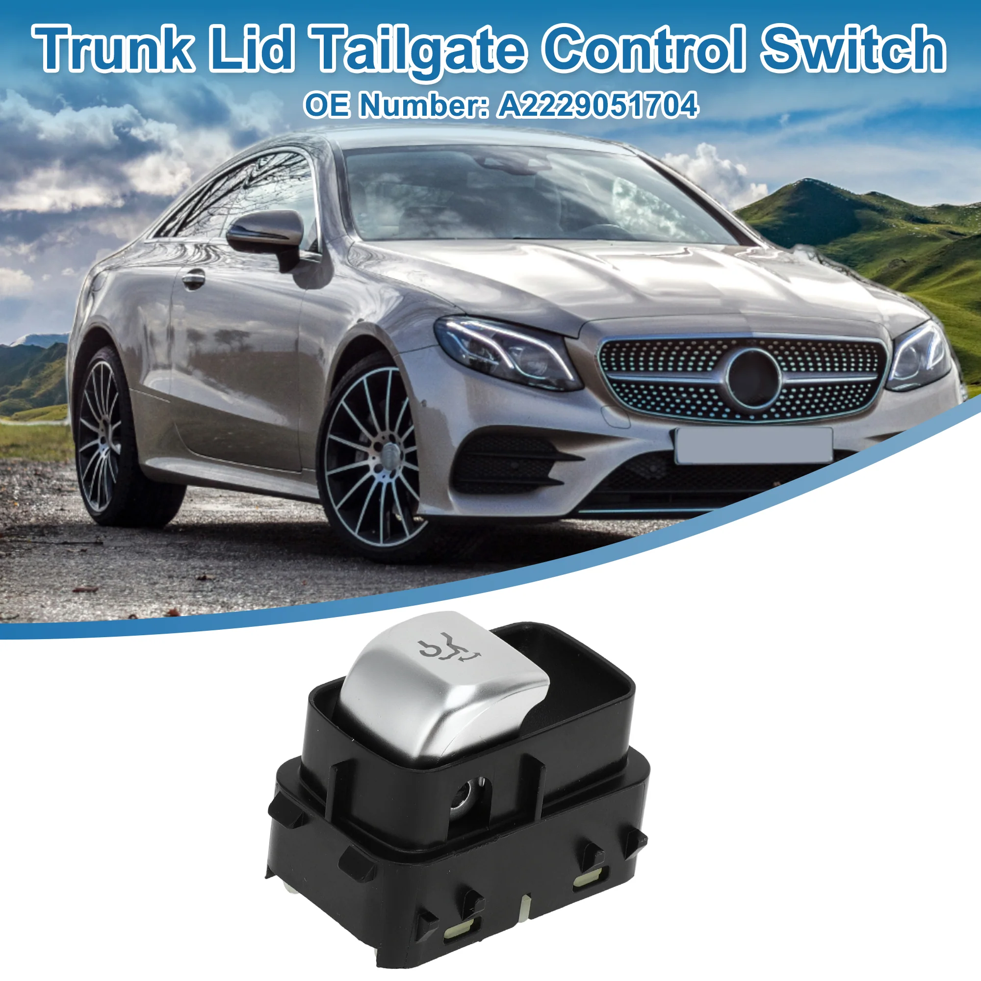 Trunk Release Switch No.A2229051704 Rear Door Hatch Liftgate Latch Button Switch for Mercedes-Benz E300 17-19 4Matic, Base 2.0L L4 - Gas Plastic Black - Image 2