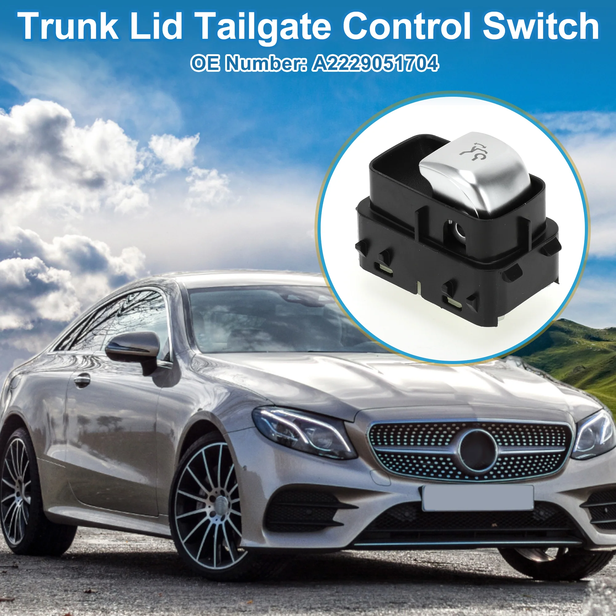Trunk Release Switch No.A2229051704 Rear Door Hatch Liftgate Latch Button Switch for Mercedes-Benz E300 17-19 4Matic, Base 2.0L L4 - Gas Plastic Black - Image 3