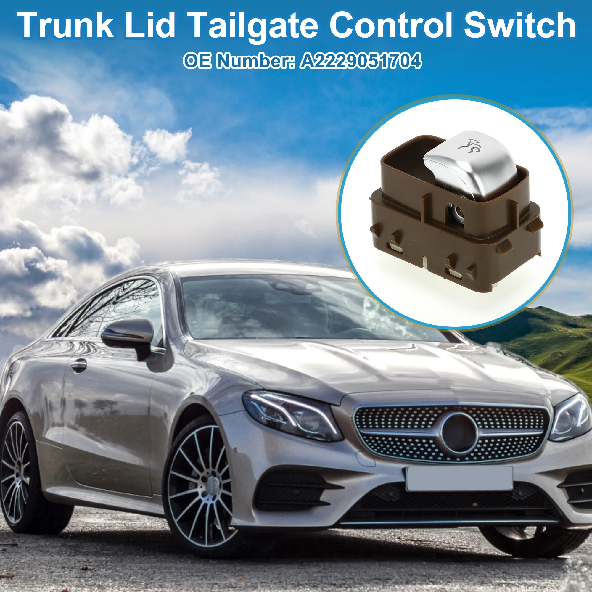 Trunk Release Switch No.A2229051704 Rear Door Hatch Liftgate Latch Button Switch for Mercedes-Benz E300 17-19 4Matic, Base 2.0L L4 - Gas Plastic Brown - Image 2