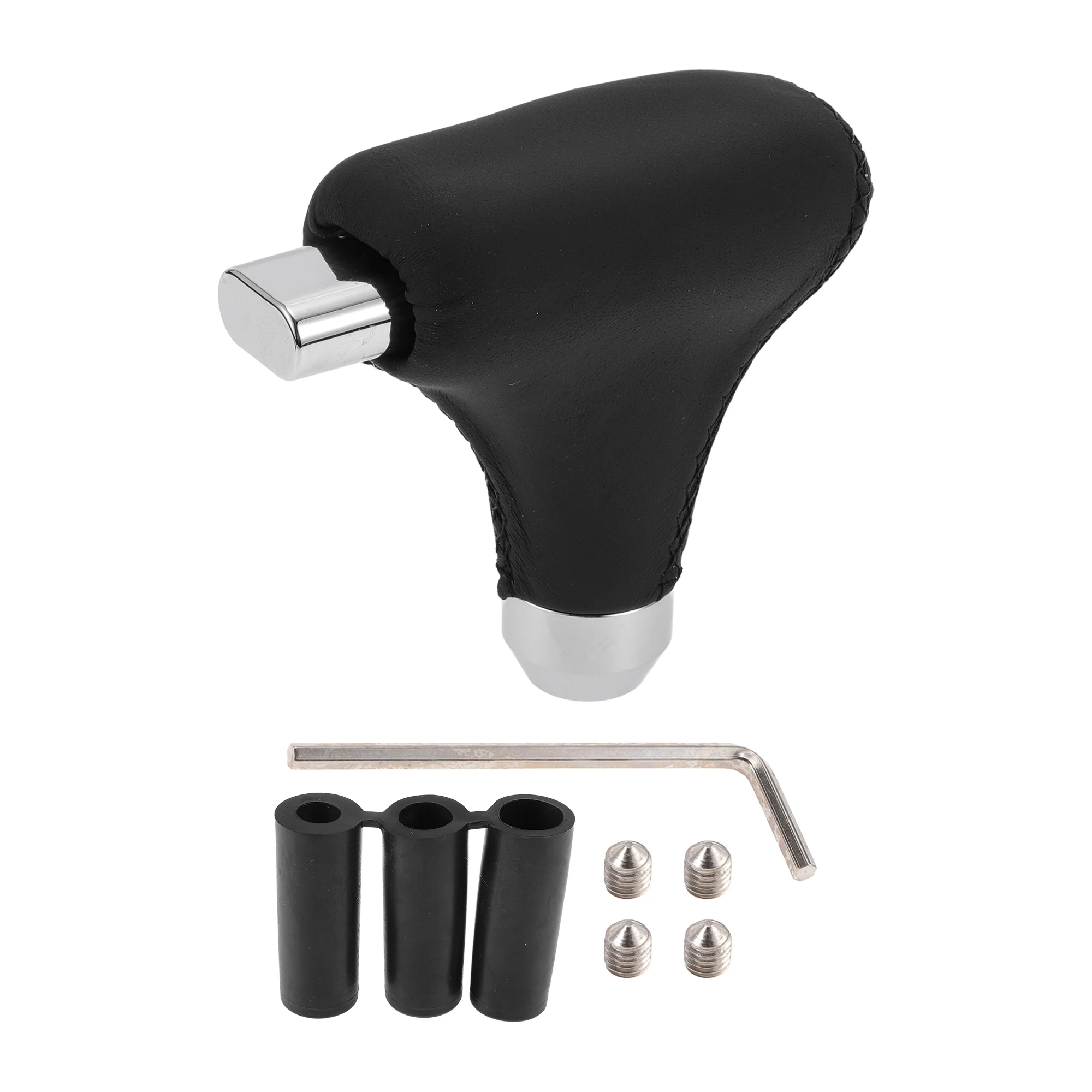 Shift Knob Universal Gear Shift Knob Faux Leather Stick Shifter Lever Knob for Automatic and Manual Vehicle with 3 Adapter Black 1 Set