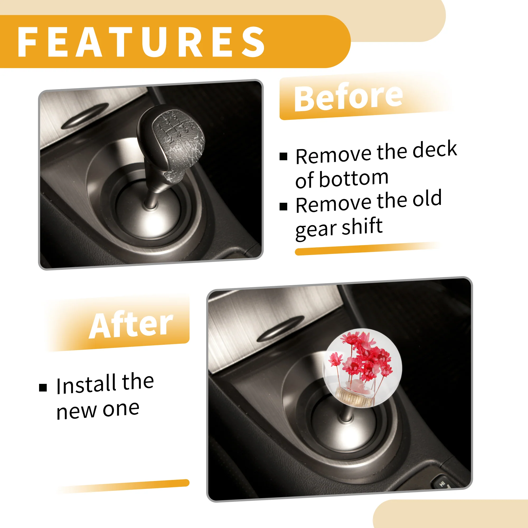 1 Set 5.4cm Universal Flower Shift Knob - Car Gear Shifter Knob Round Ball with 3 Adapter for Automatic and Manual Vehicle - Faux Crystal Red - Image 4