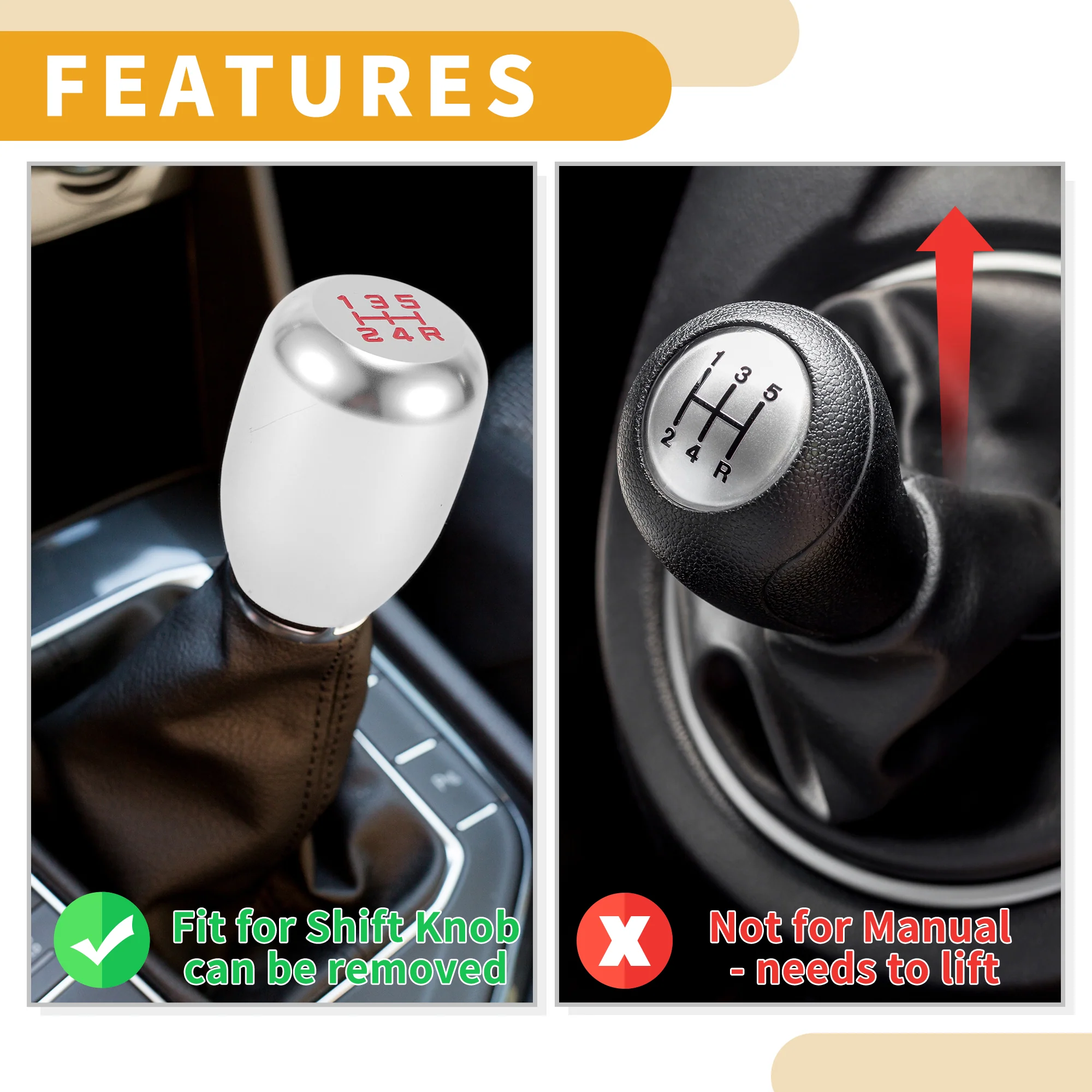 5.4cm 5 Speed Manual Shift Knob with 3 Adapter Aluminum Alloy Silver Tone 1 Set - Image 6
