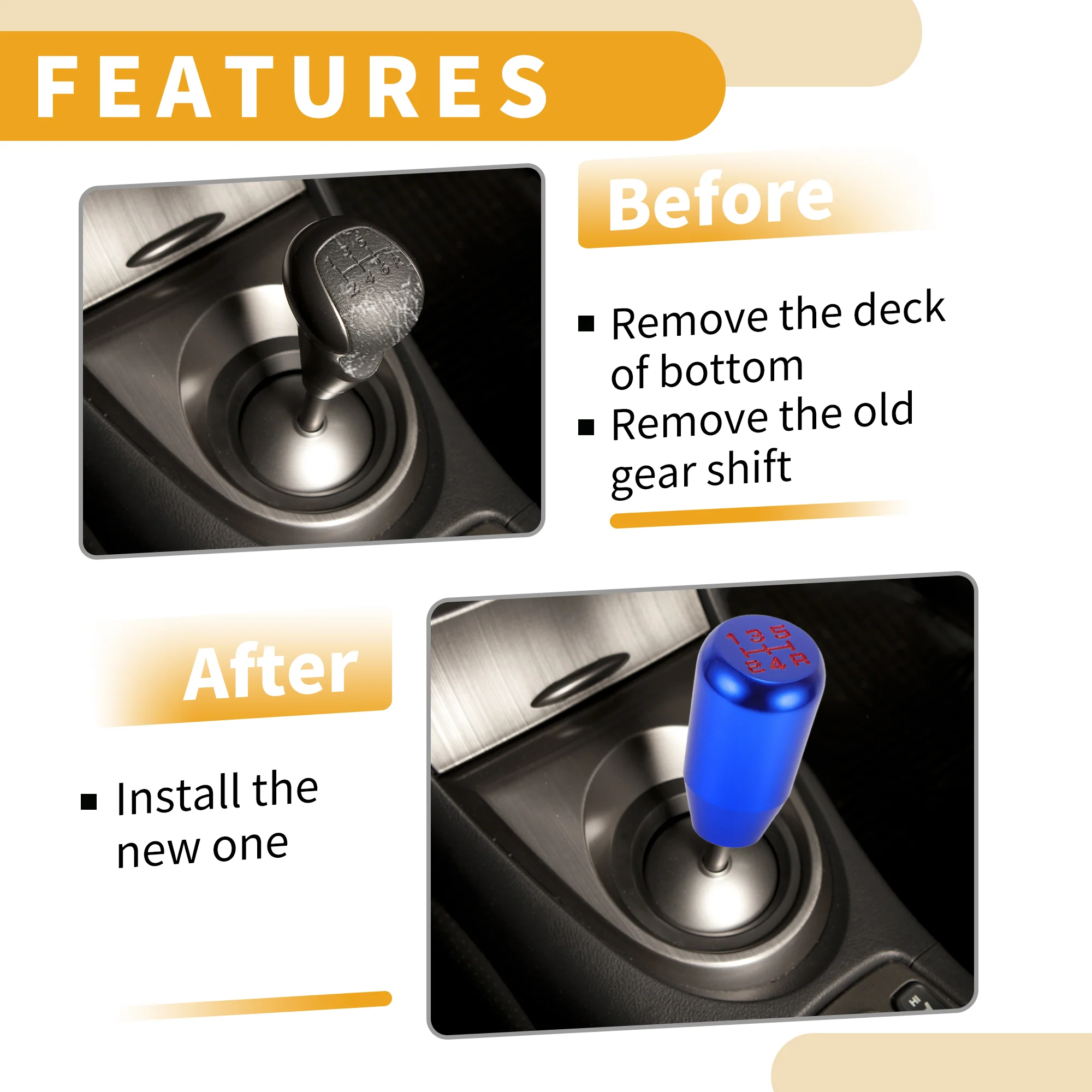 6cm 5 Speed Manual Shift Knob with 3 Adapter Aluminum Alloy Blue Red 1 Set - Image 3